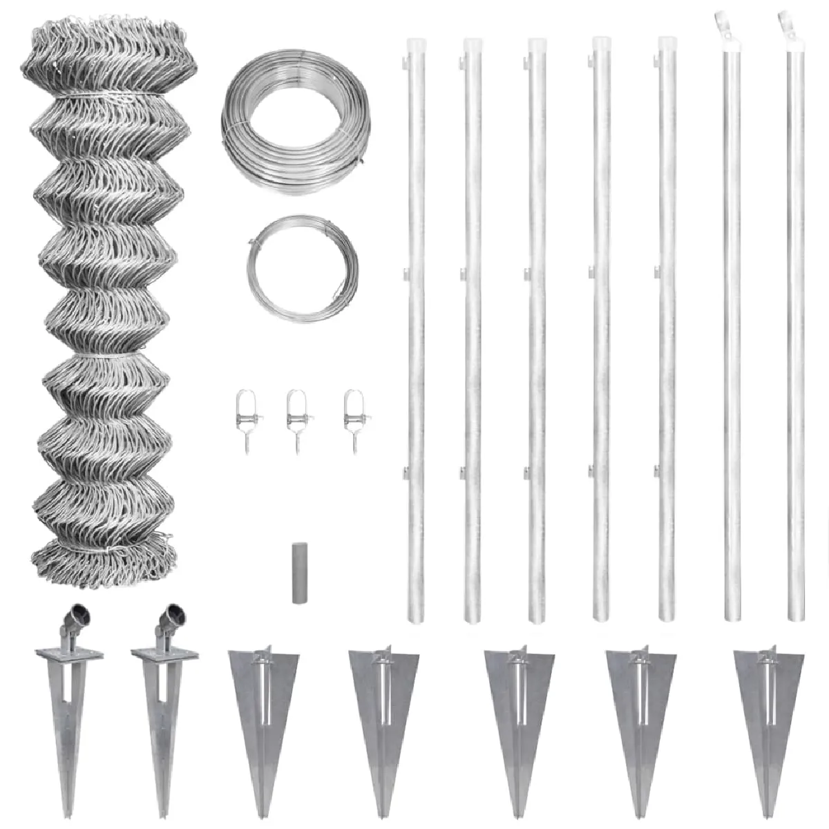 Vidaxl Clôture à mailles losangées et poteaux acier galvanisé 15x1 m 141503