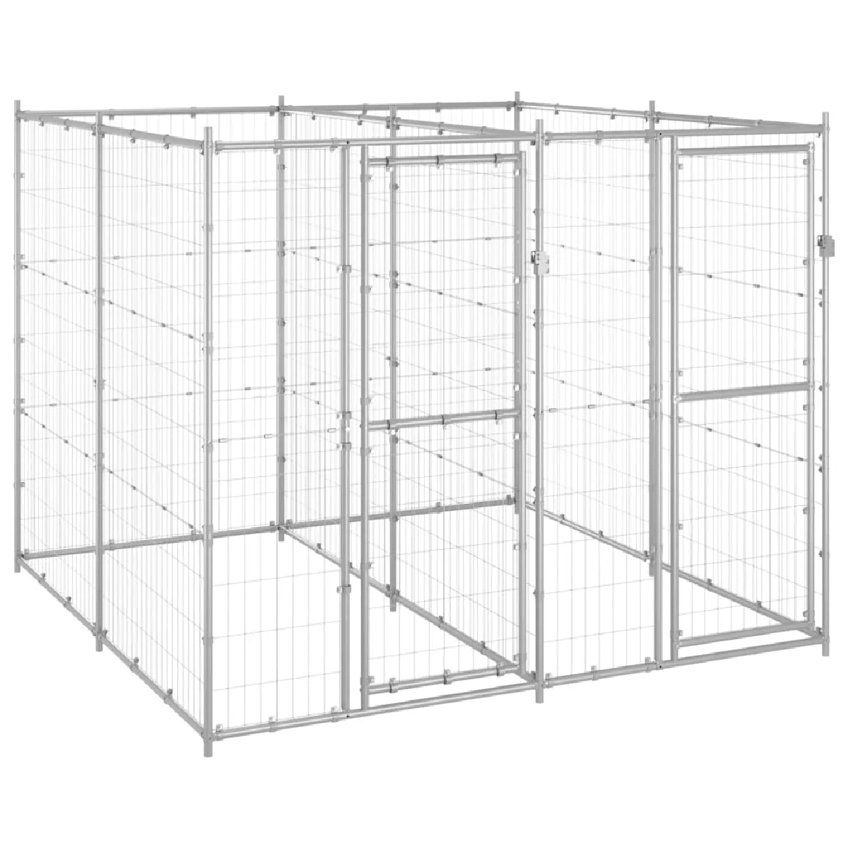 vidaXL Chenil ext. Acier 4,84 m² - Argenté vidaXL Chenil ext. Acier 4,84 m² - Argenté