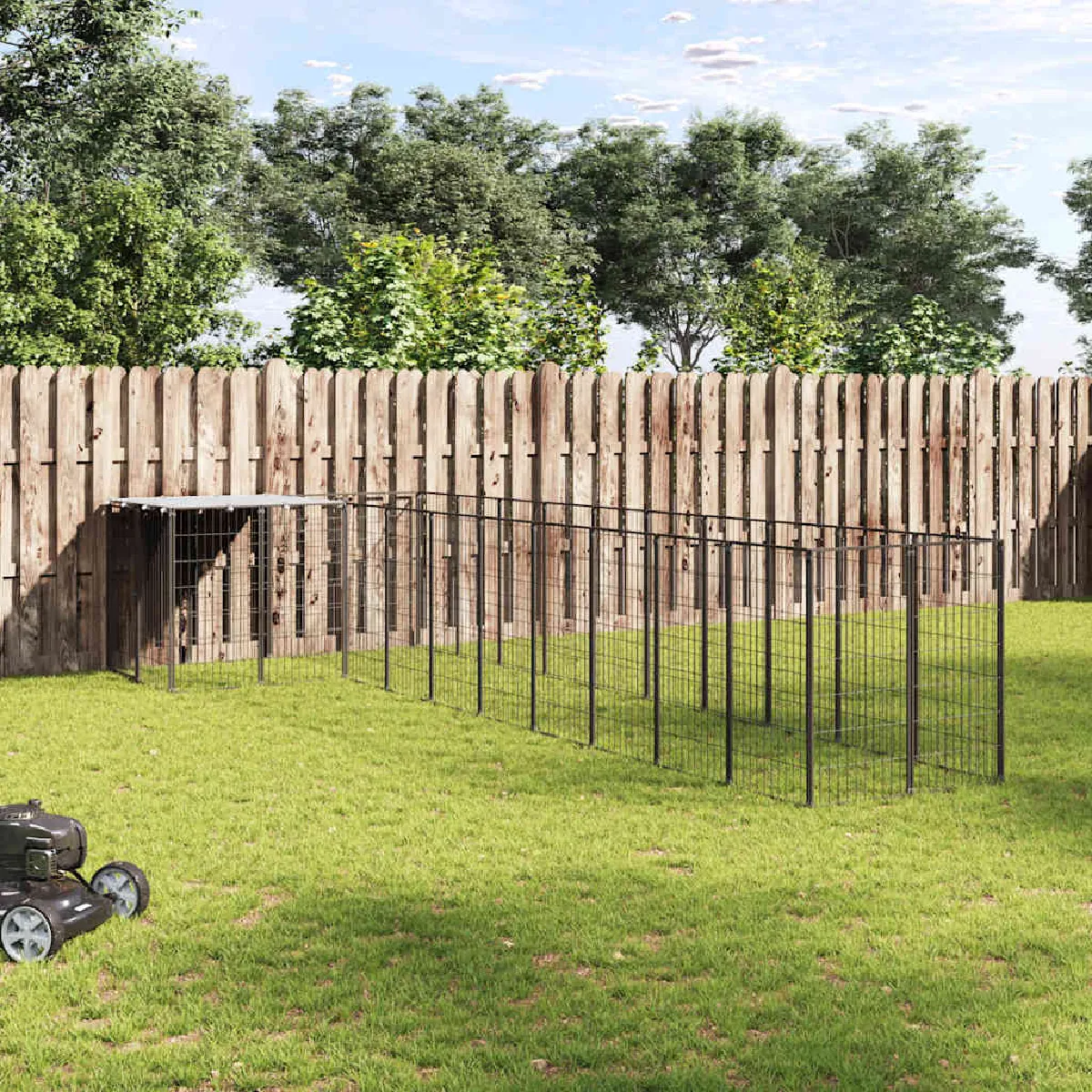 vidaXL Chenil Noir 7,26 m² Acier