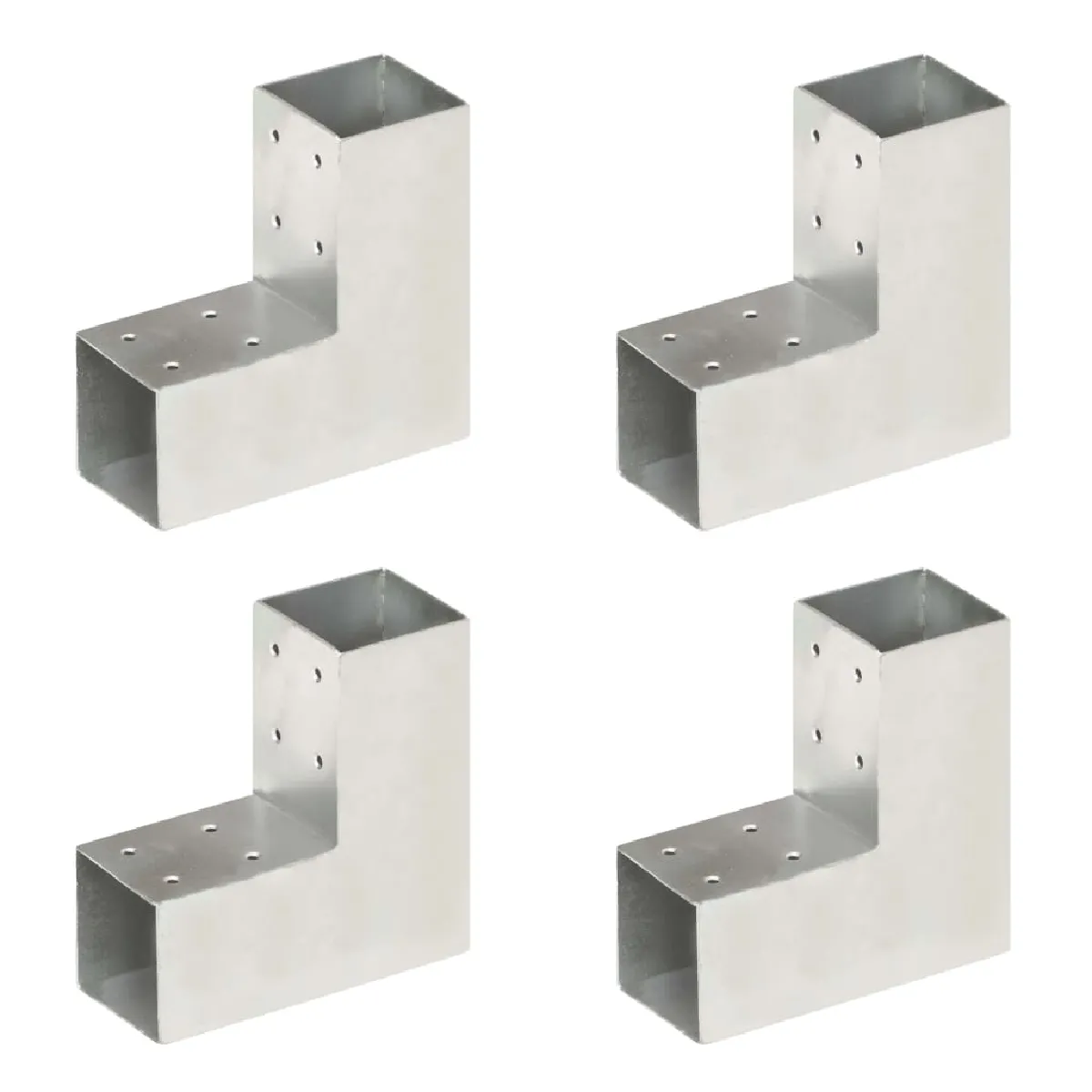 vidaXL Connecteurs de poteau 4 pcs Forme en Métal galvanisé 71x71 mm - vue 2