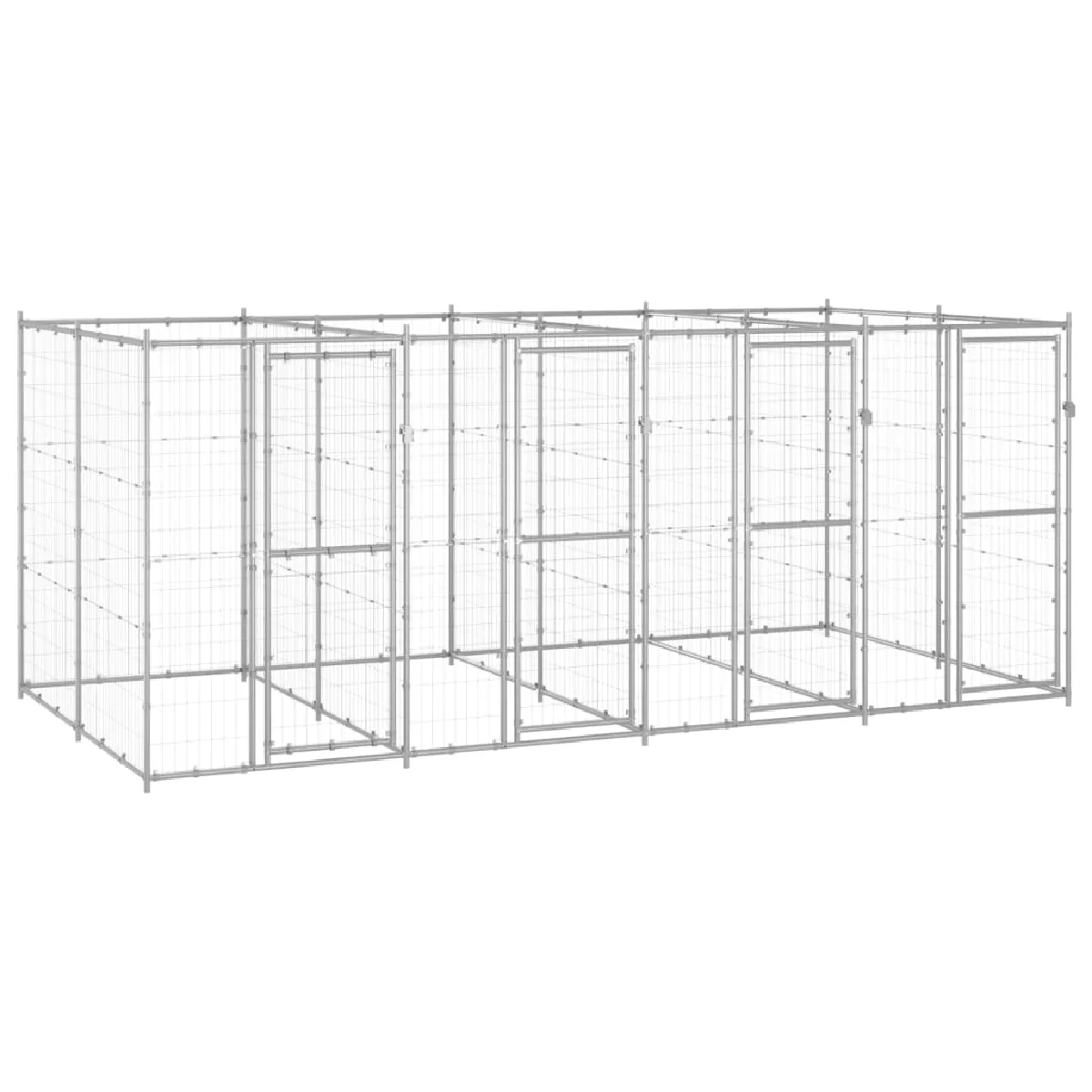 vidaXL Chenil 9 68 m² Galvanisé - vue 2