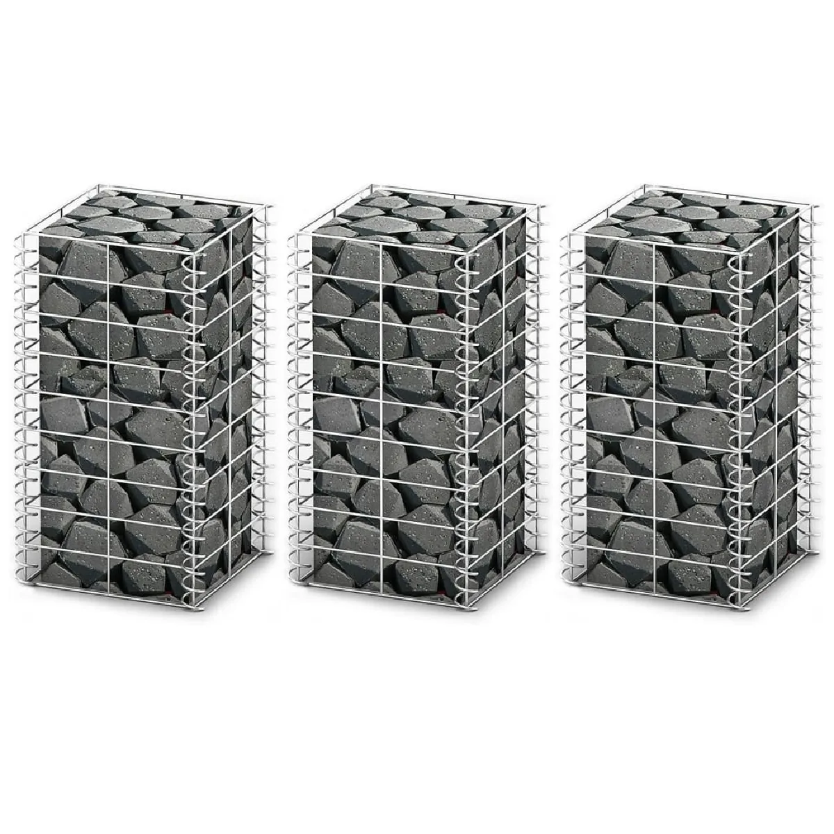 vidaXL 3x Paniers de Gabion Fil Galvanisée Bases pour Mur Clôture Jardin 141044 - vue 2