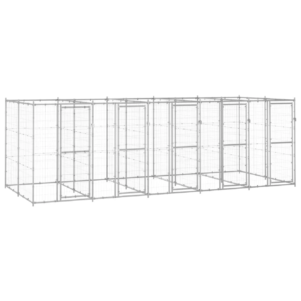 vidaXL Chenil 12 1 m² Galvanisé - vue 3