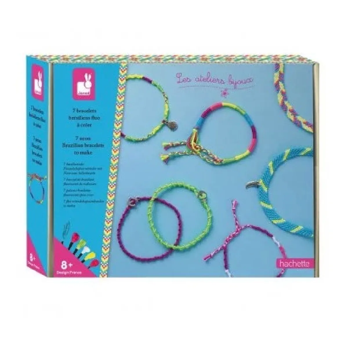 Juratoys-Janod Coffret Bracelets Brésiliens - Fluo