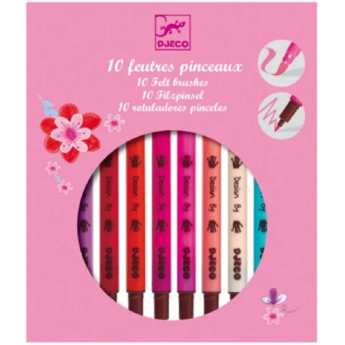 Djeco Coffret Feutres Pinceaux - 10 Pièces