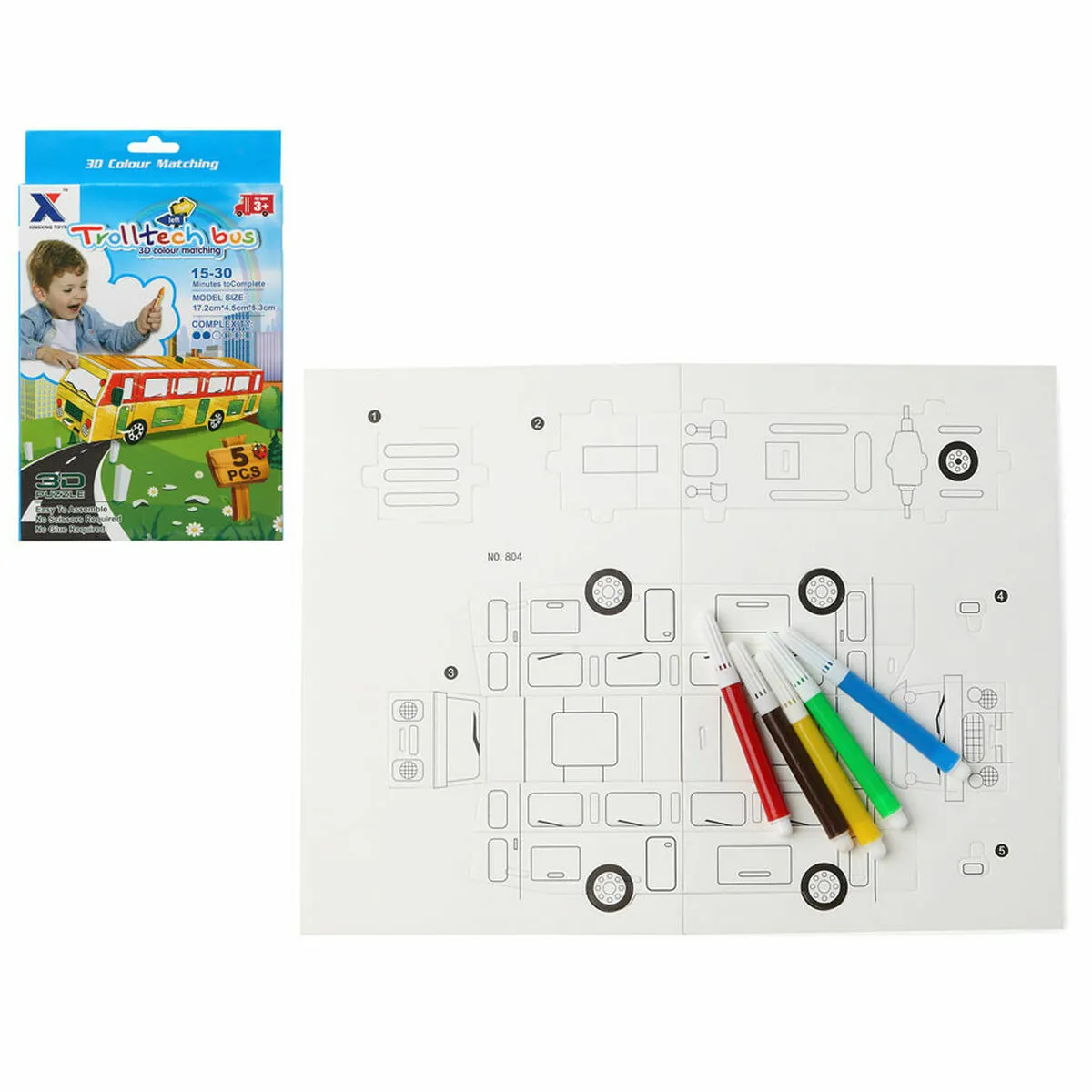 Bigbuy Puzzle 3D à colorier enfant - 5 pièces Bigbuy Puzzle 3D à colorier enfant - 5 pièces