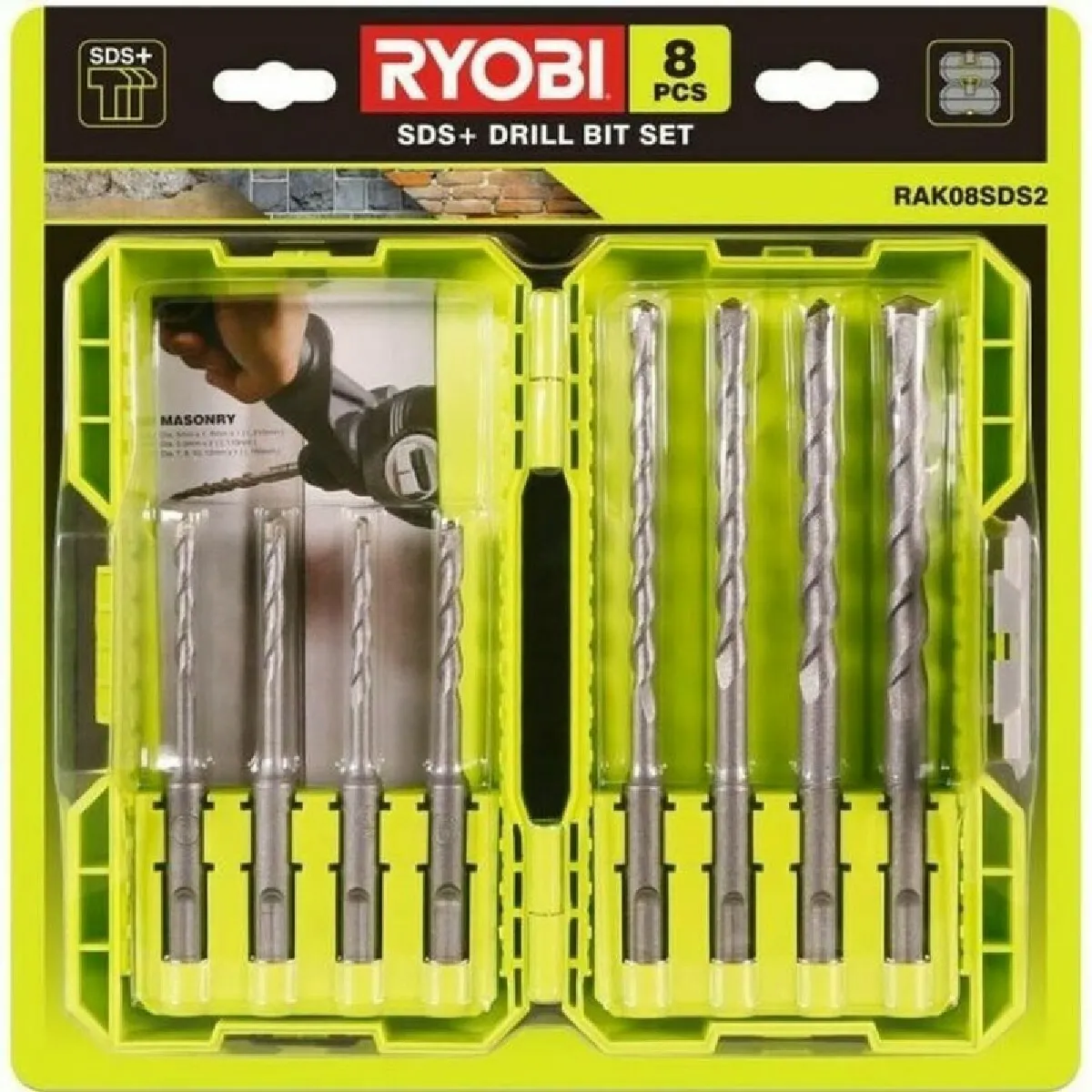 Ryobi RAK08SDS2 Ensemble Forets 8 Pièces