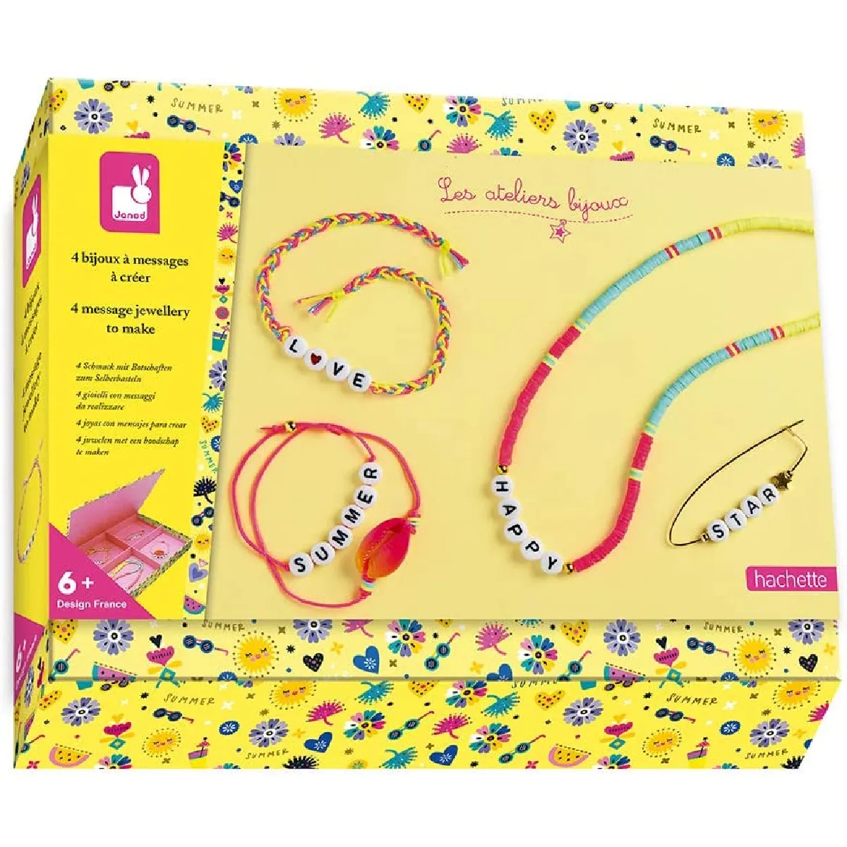 Janod Multicolore Kit Créatif 4 Bijoux À Messages À Créer - Image 2