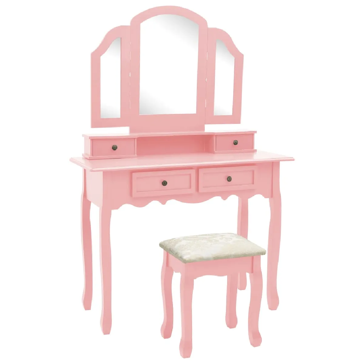 vidaXL Coiffeuse et tabouret Rose 100x40x146 cm