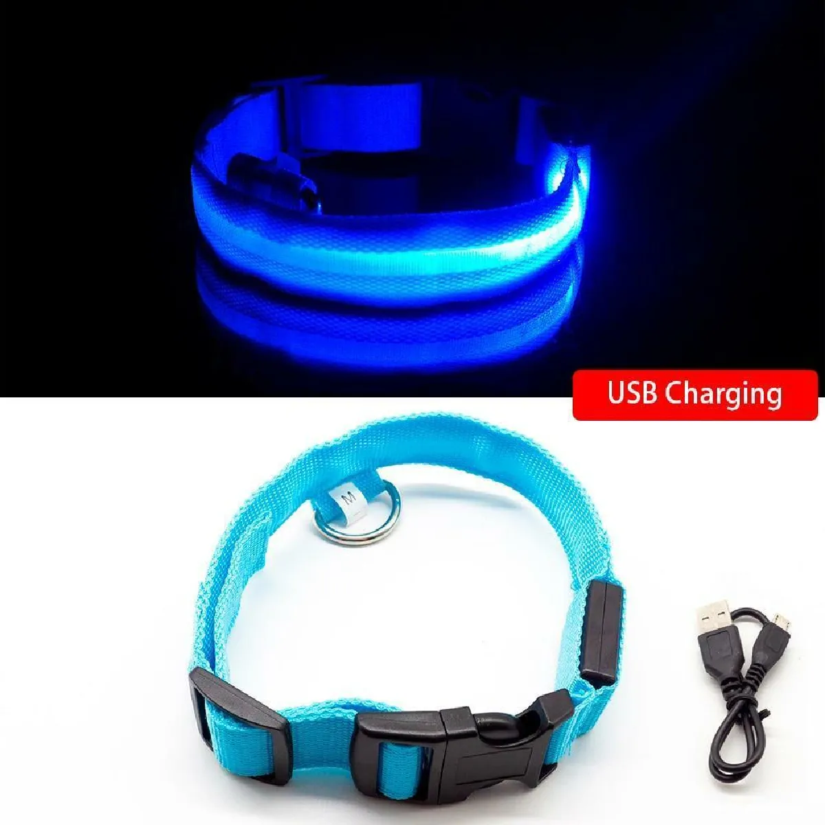 Meilleurs prix pour Collier de chargement USB pour chien anti-perte/éviter les accidents de voiture pour les chiots, Bleu, S NECK 35-43 CM