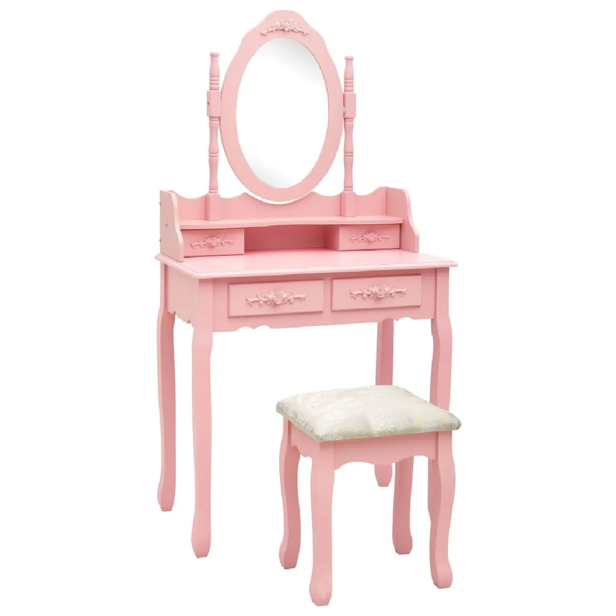 vidaXL Coiffeuse avec tabouret rose 75x69x140 cm