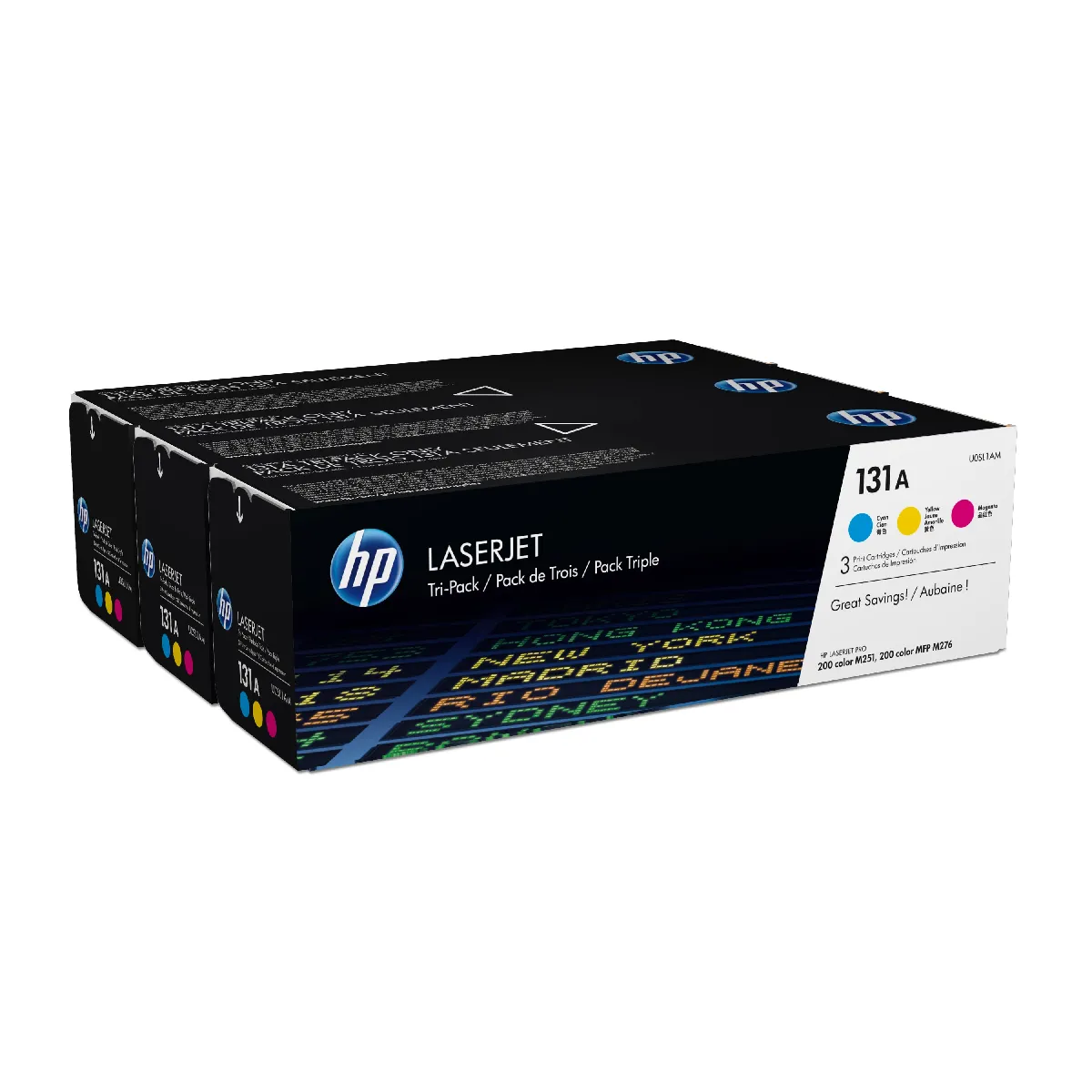 HP Pack de 3 U0SL1AM Cyan et Jaune