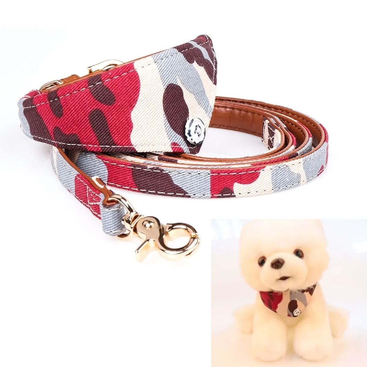 Meilleurs prix pour Collier Chien & Chat Réglable Col Foulard Bandana Triangle et Laisse, Taille: 1.3 * 42cm Couleur