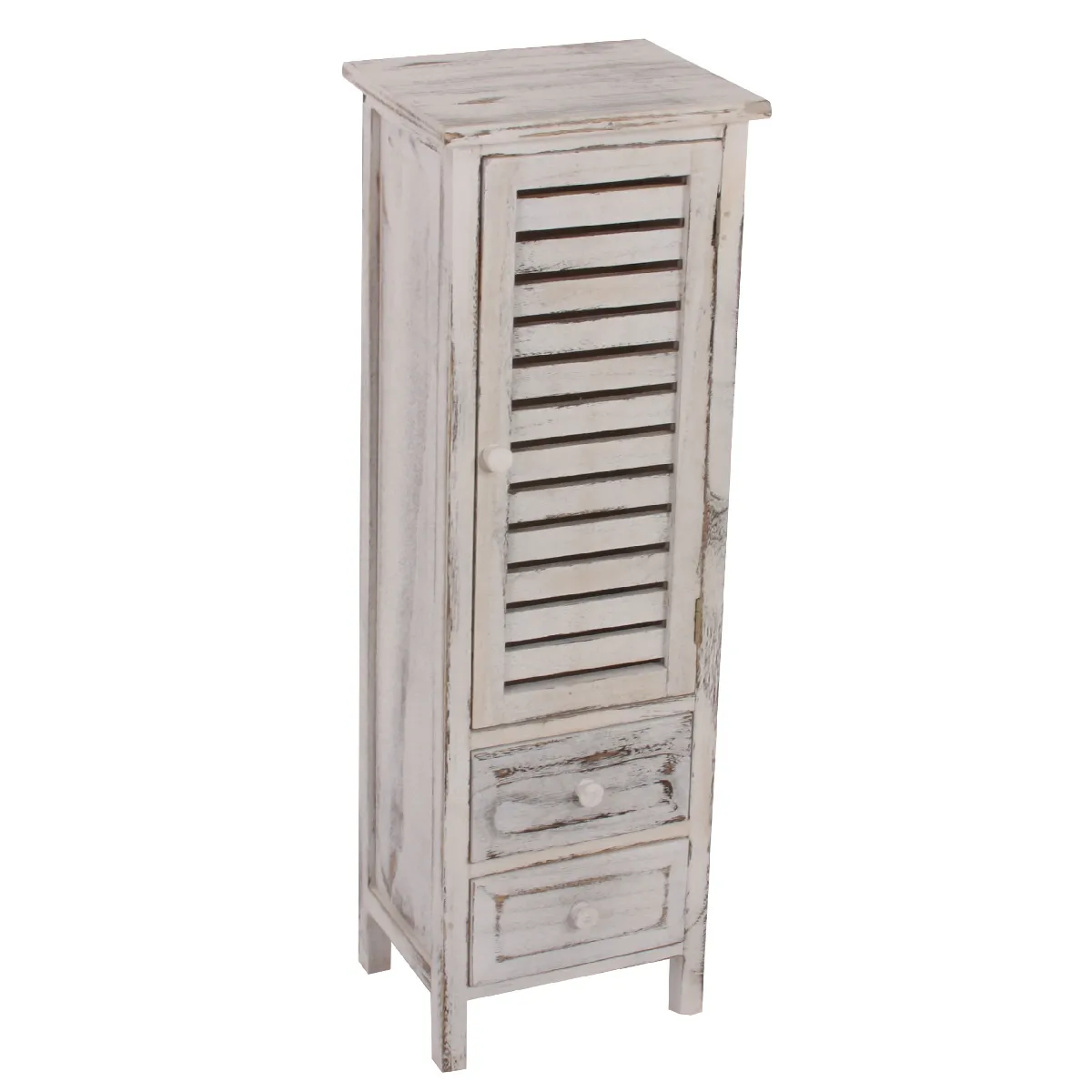 Mendler Blanc Commode Vintage 2 Tiroirs