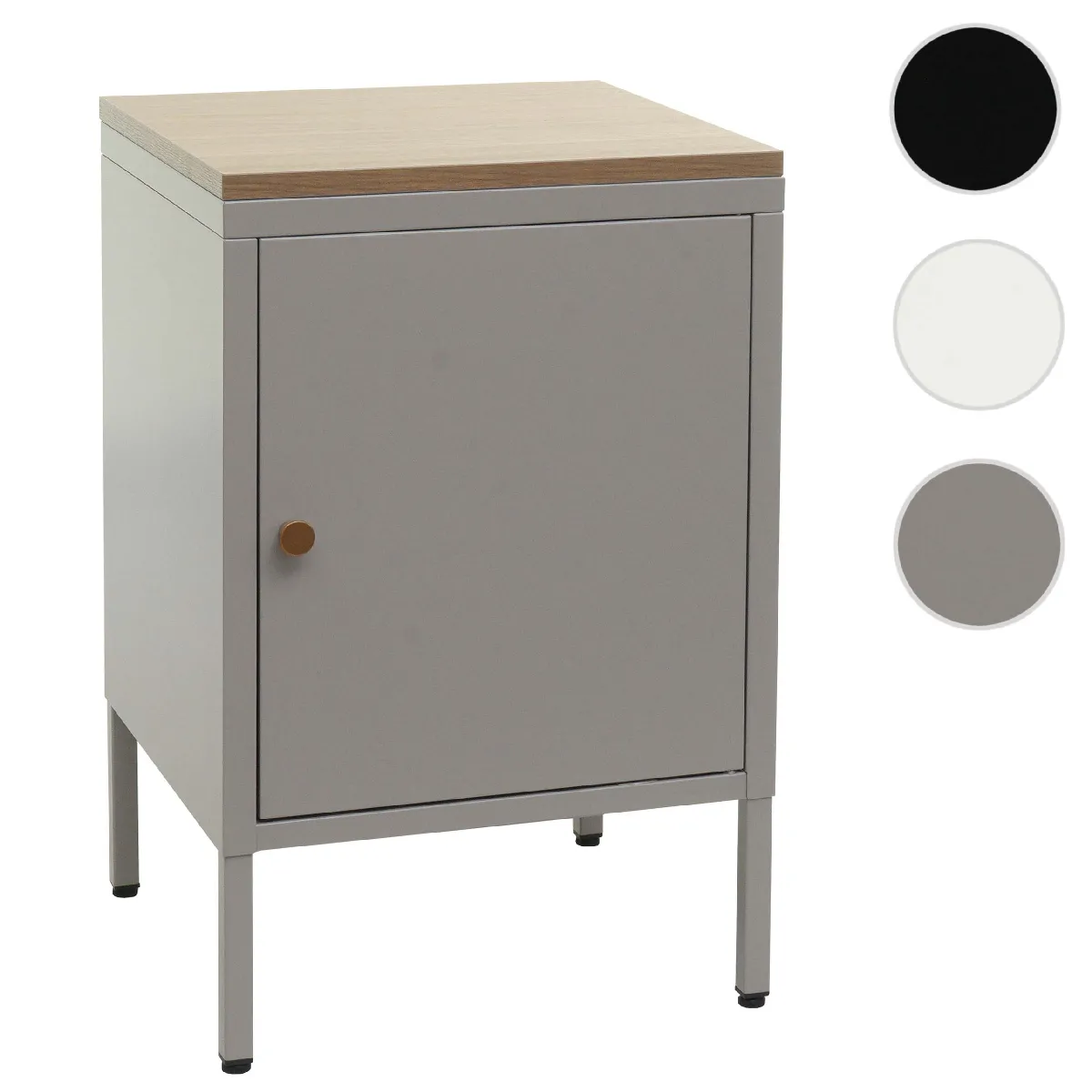 Mendler Gris Table De Nuit Métal