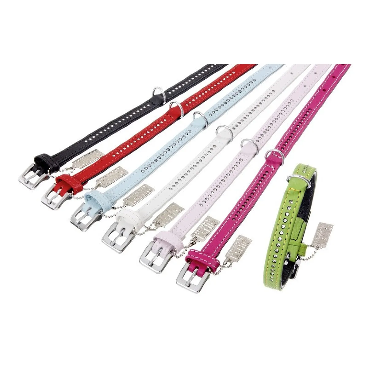 Meilleurs prix pour Collier en cuir vintage avec strass karlie noir taille s largeur 17 mm longueur 35 cm