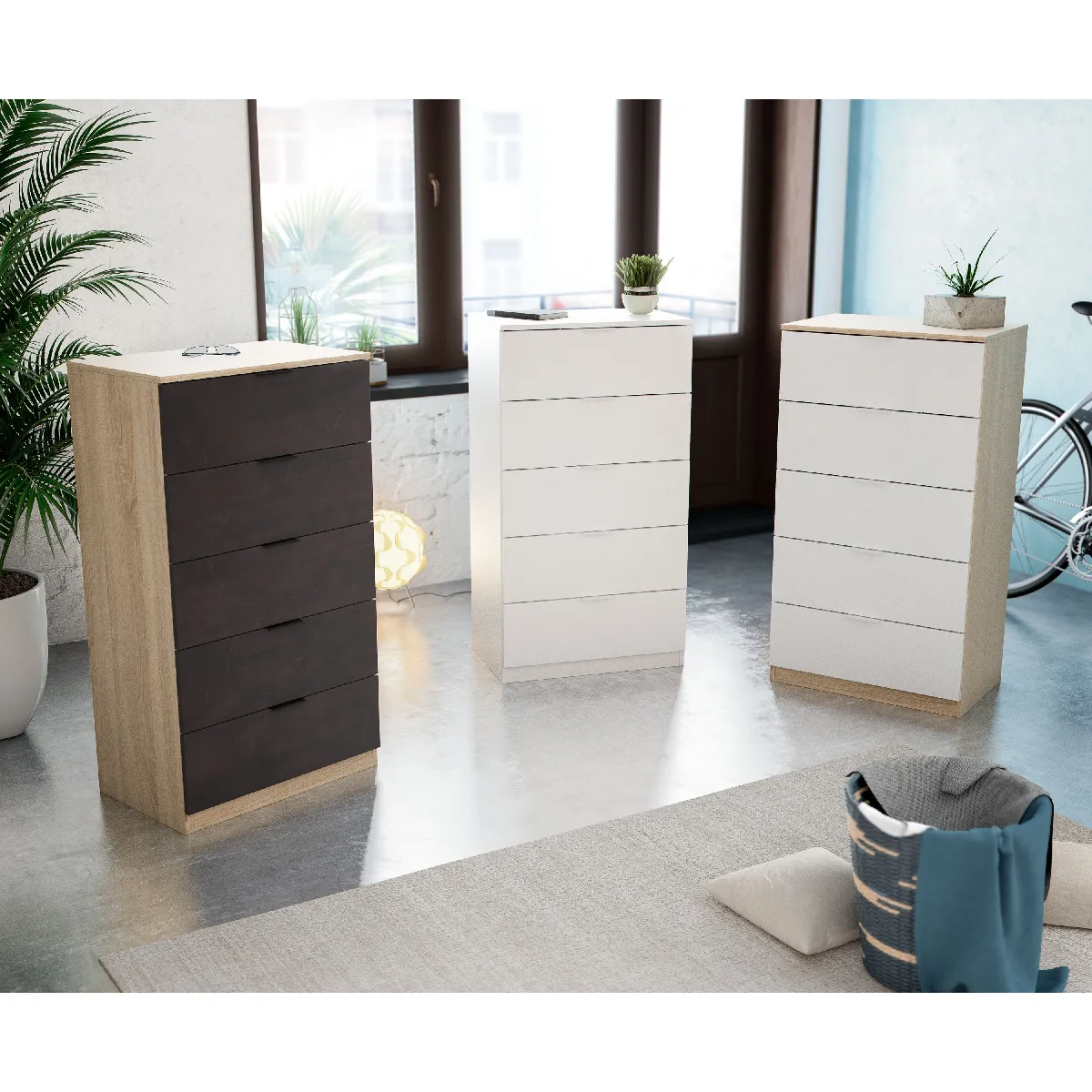 Alter Commode 5 tiroirs - Anthracite Alter Commode 5 tiroirs - Anthracite