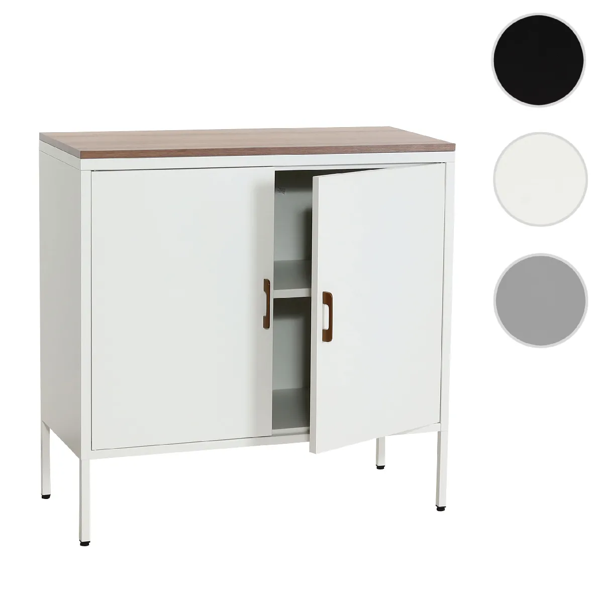 Mendler Blanc Commode Design Métal Bois
