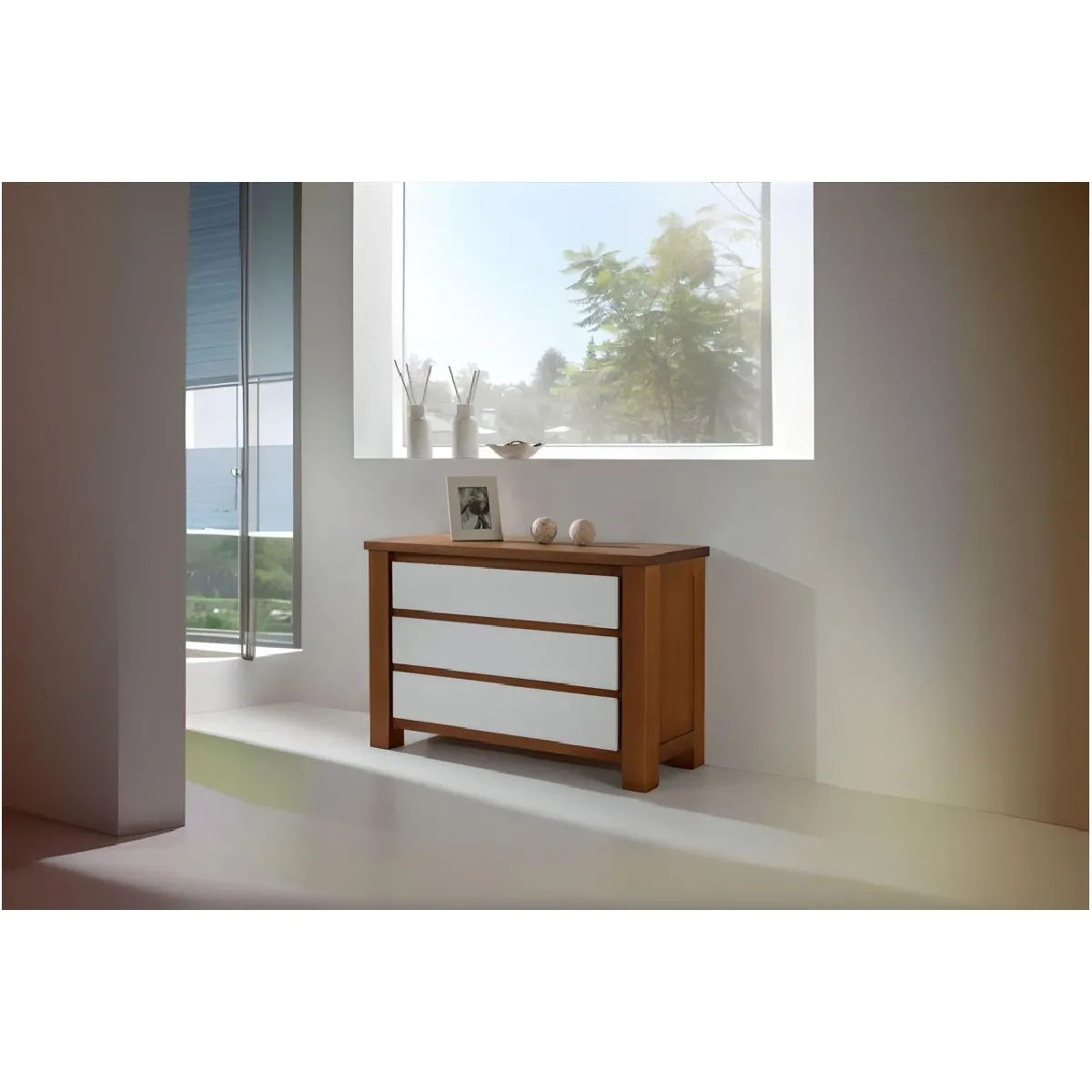 Decopin Commode 3 tiroirs bois - Marron