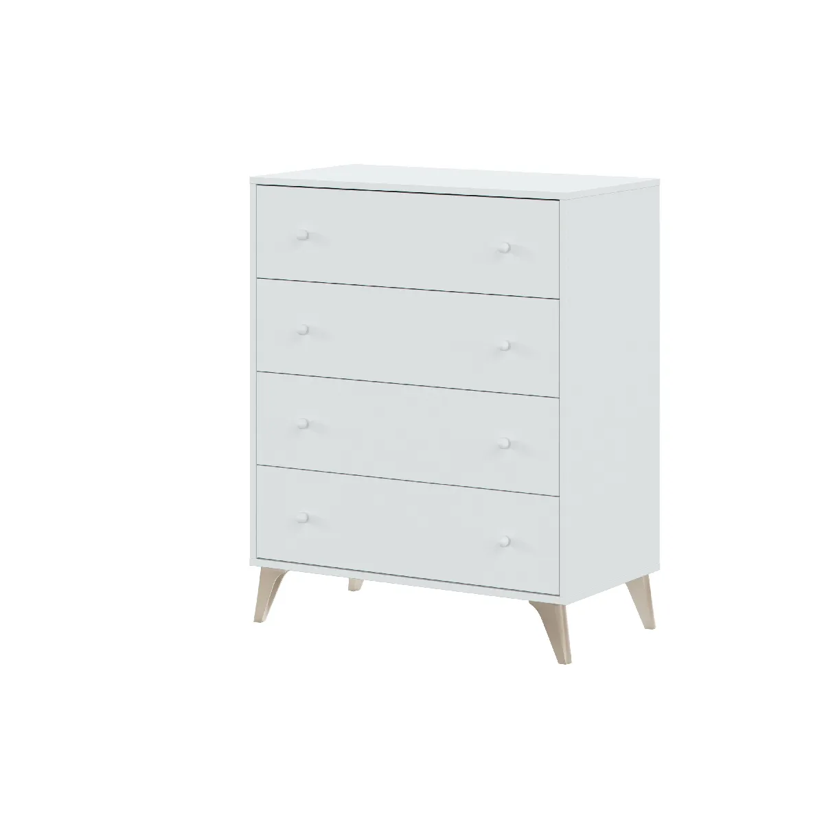 Commode &agrave; quatre tiroirs, coloris blanc, 78 x 95 x 40 cm.