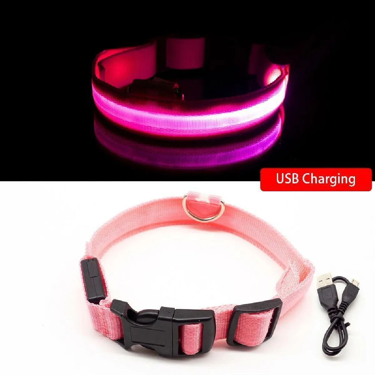 Meilleurs prix pour Collier de chargement USB pour chien anti-perte/éviter les accidents de voiture pour les chiots, Rouge, S NECK 35-43 CM