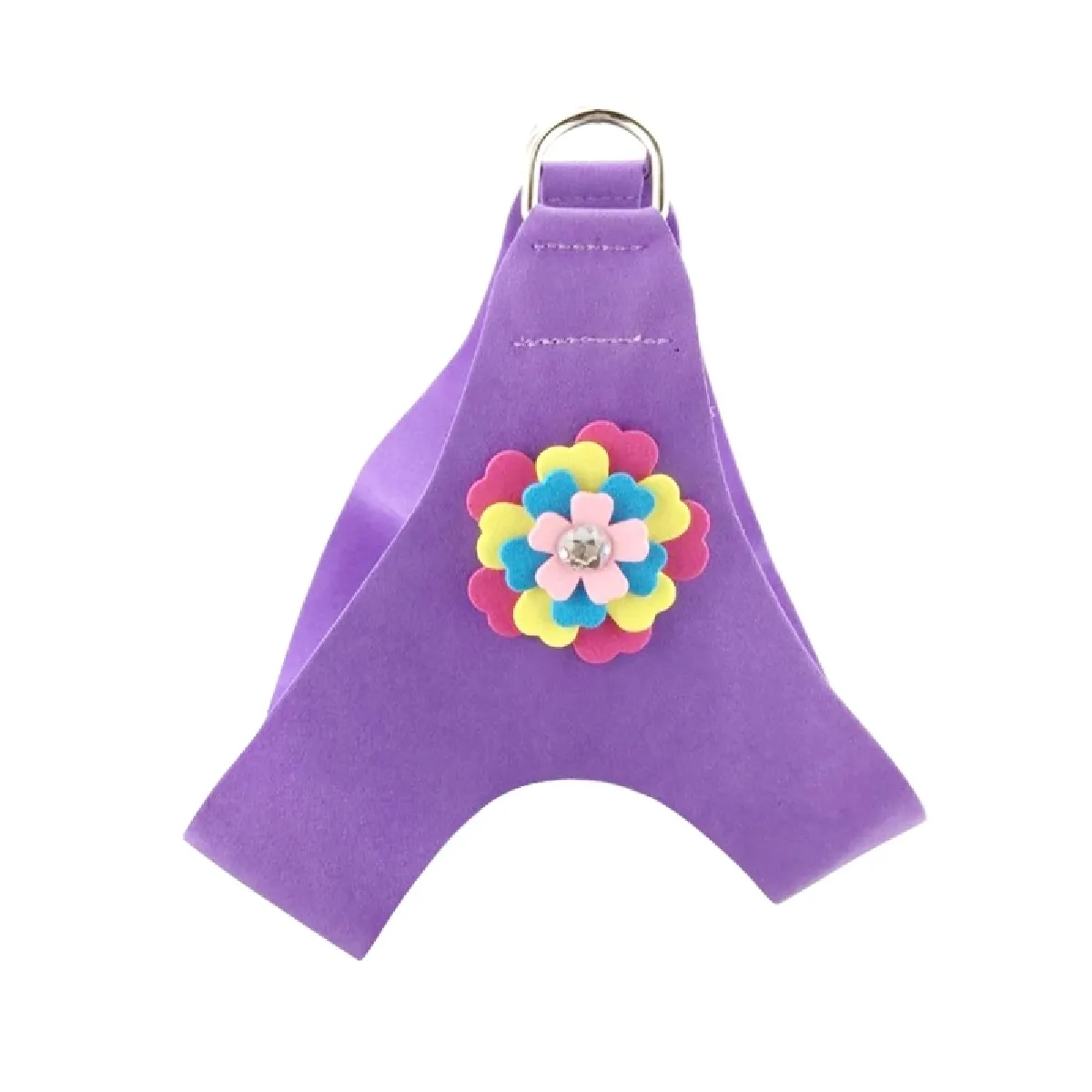 Meilleurs prix pour Collier Chien & Chat Violet Microfibre avec motif de fleurs 3D sangle de poitrine respirant, taille: M