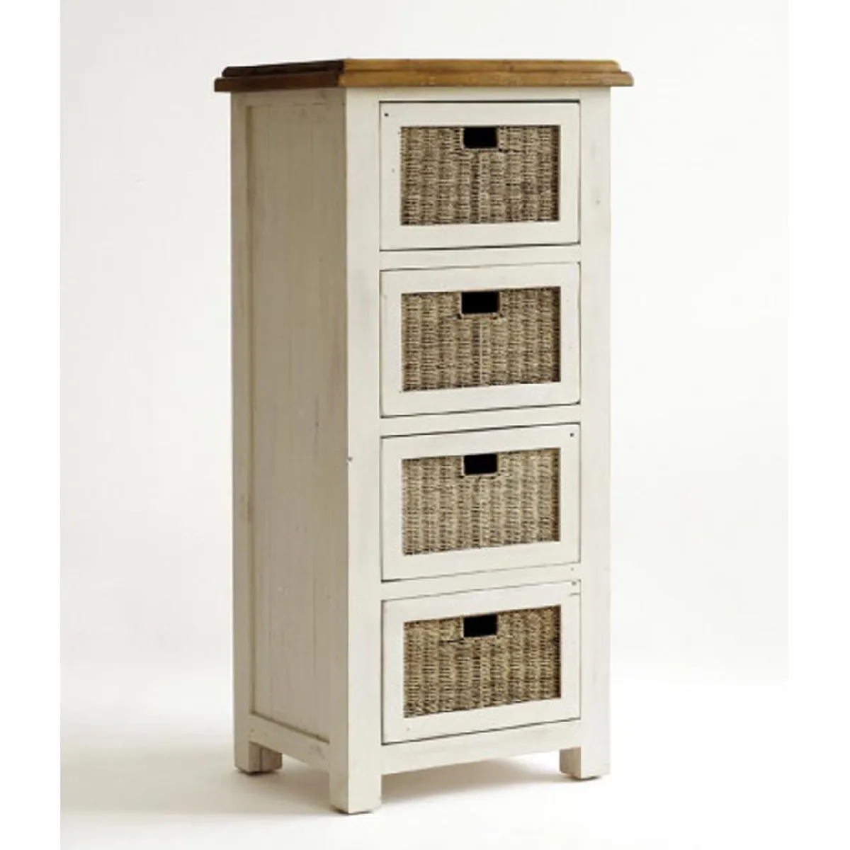 Pegane Chiffonnier 4 tiroirs bois - Blanc
