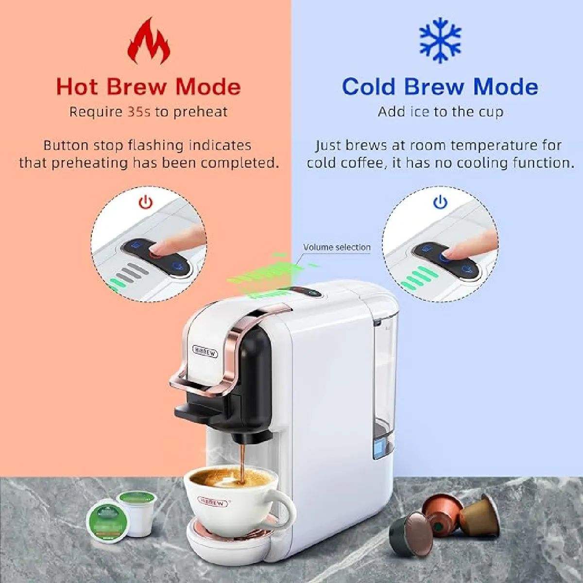 HIBREW - H1B Noir - Machine à café 6-en-1 multicapsules 20 bars