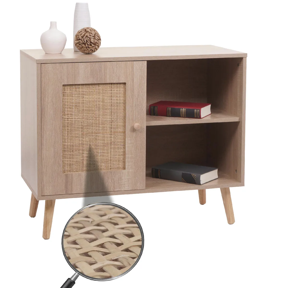 Mendler Commode en rotin kubu - Marron Mendler Commode en rotin kubu - Marron