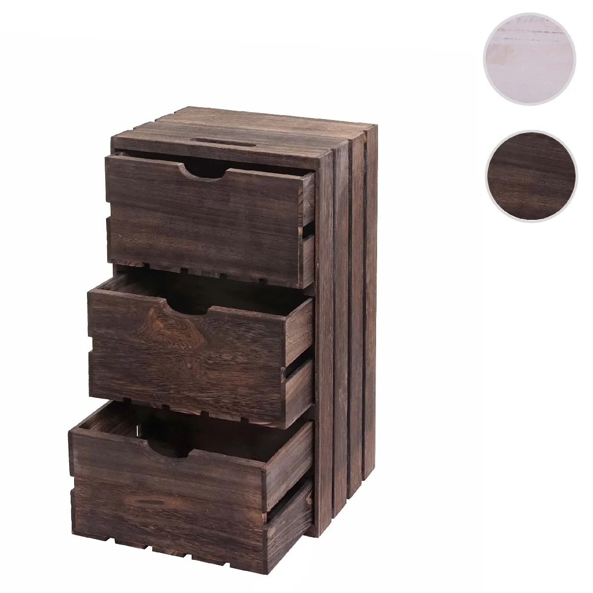 Mendler Marron Commode 3 Tiroirs Bois
