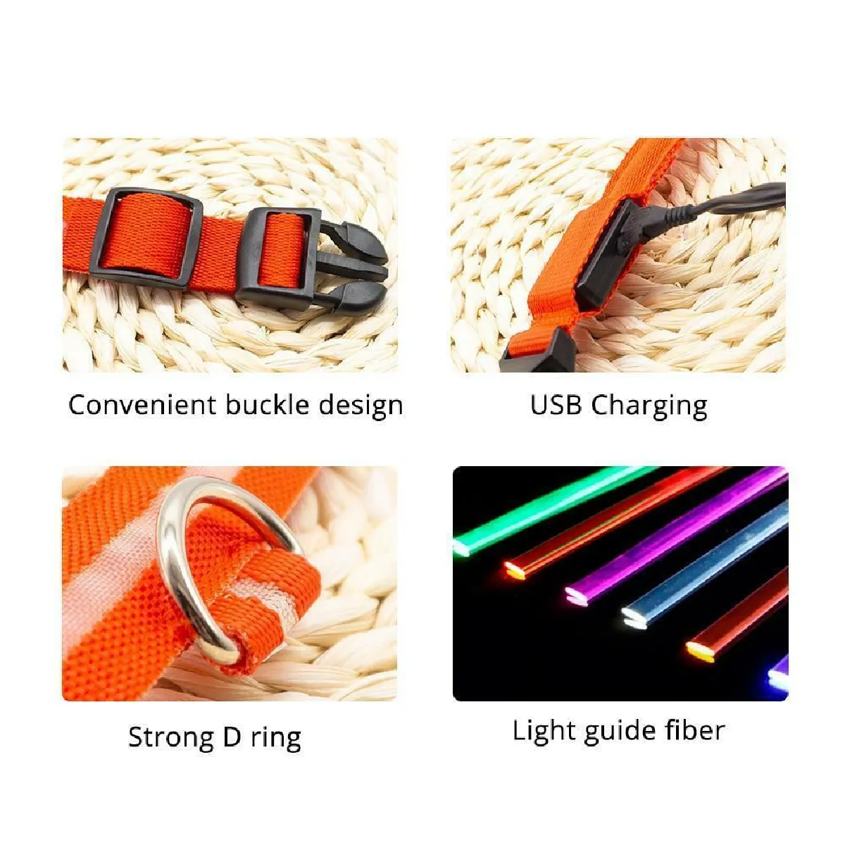 Comparer les prix de Collier de chargement USB pour chien anti-perte/éviter les accidents de voiture pour les chiots, Jaune, M NECK 40-48 CM