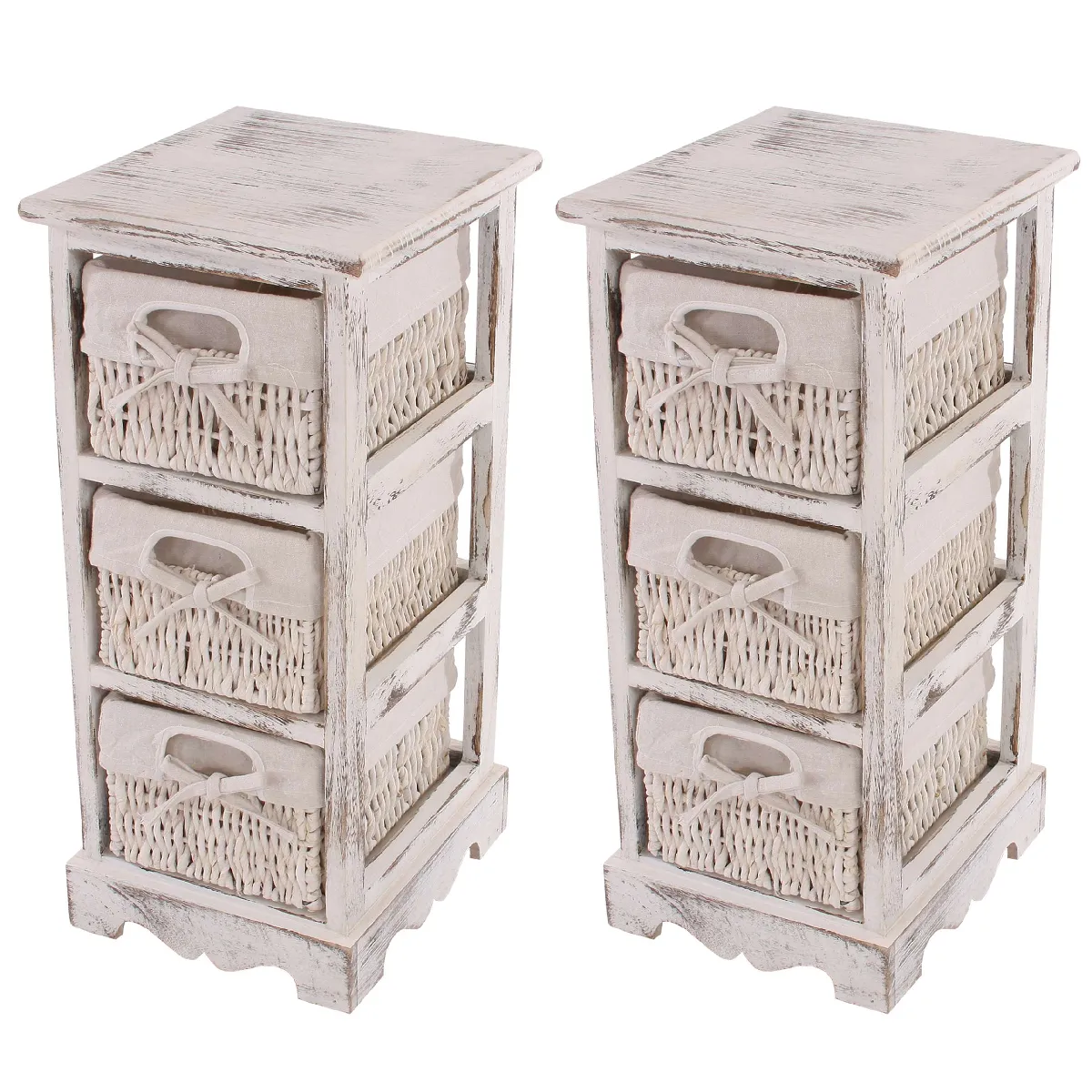 Mendler Blanc Set De 2 Commodes Shabby