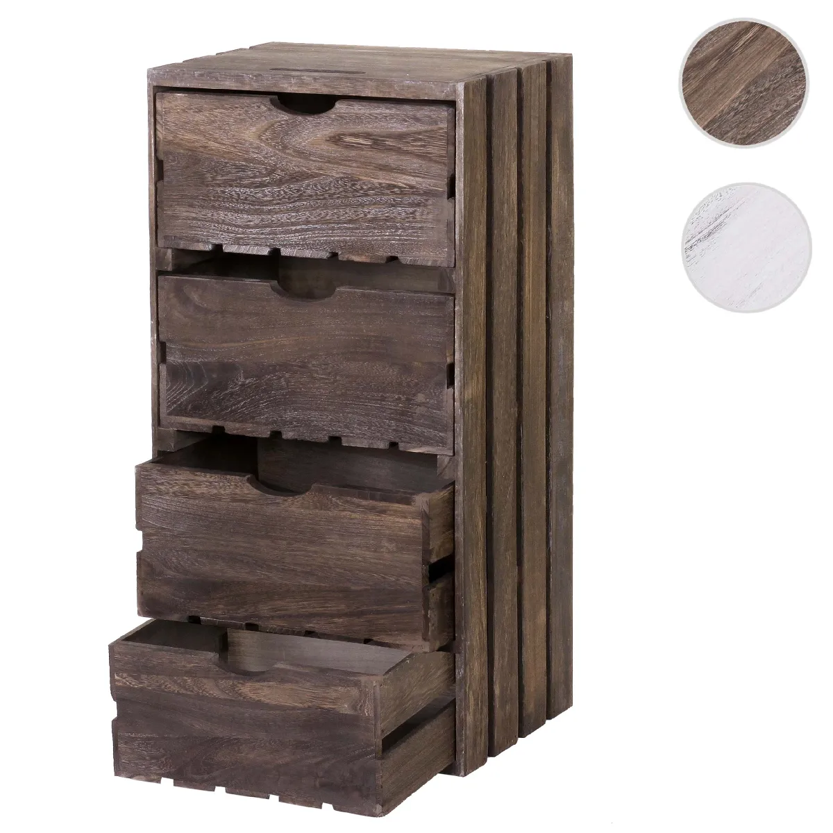 Mendler Marron Commode 4 Tiroirs Bois