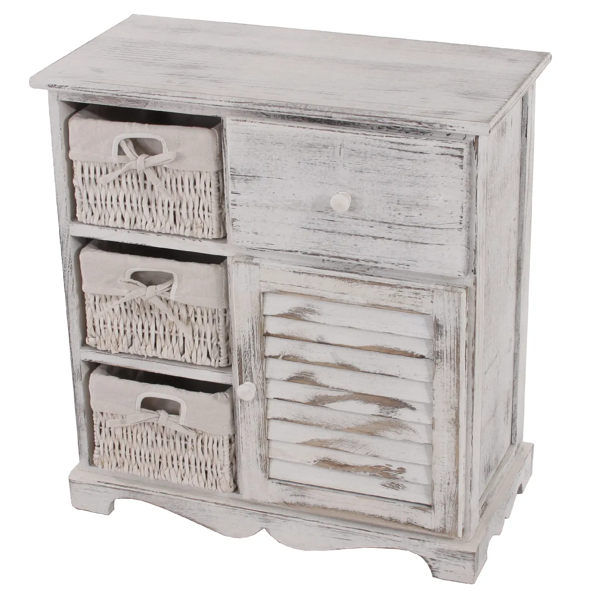 Mendler Blanc Commode 3 Paniers 1 Tiroir