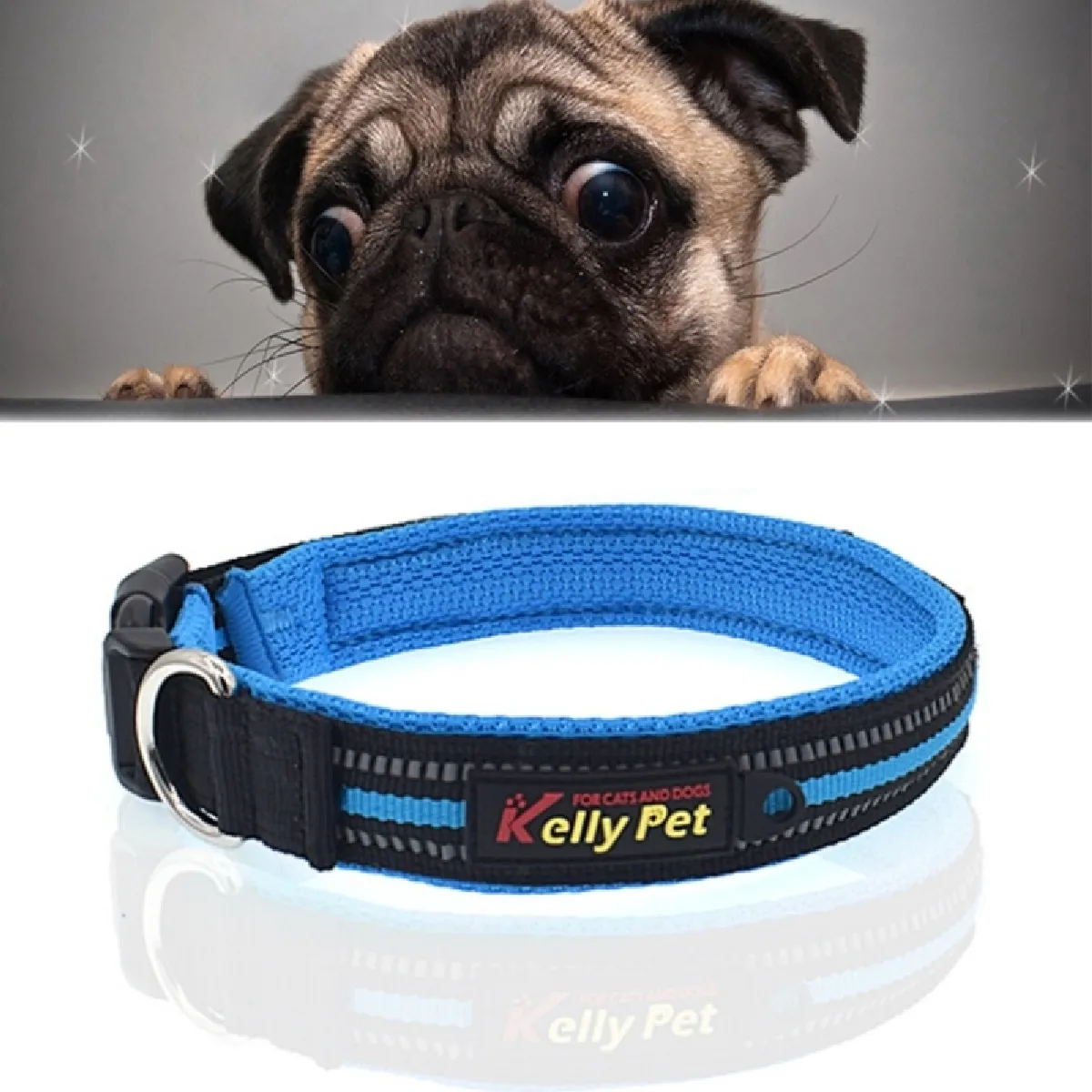 Meilleurs prix pour Collier Chien & Chat bleu pour Animal de compagnie Chiens Polyester Réfléchissant Respirant Animaux Laisse Traction, Taille: S, 2.0 * 35 * 40 cm Pet