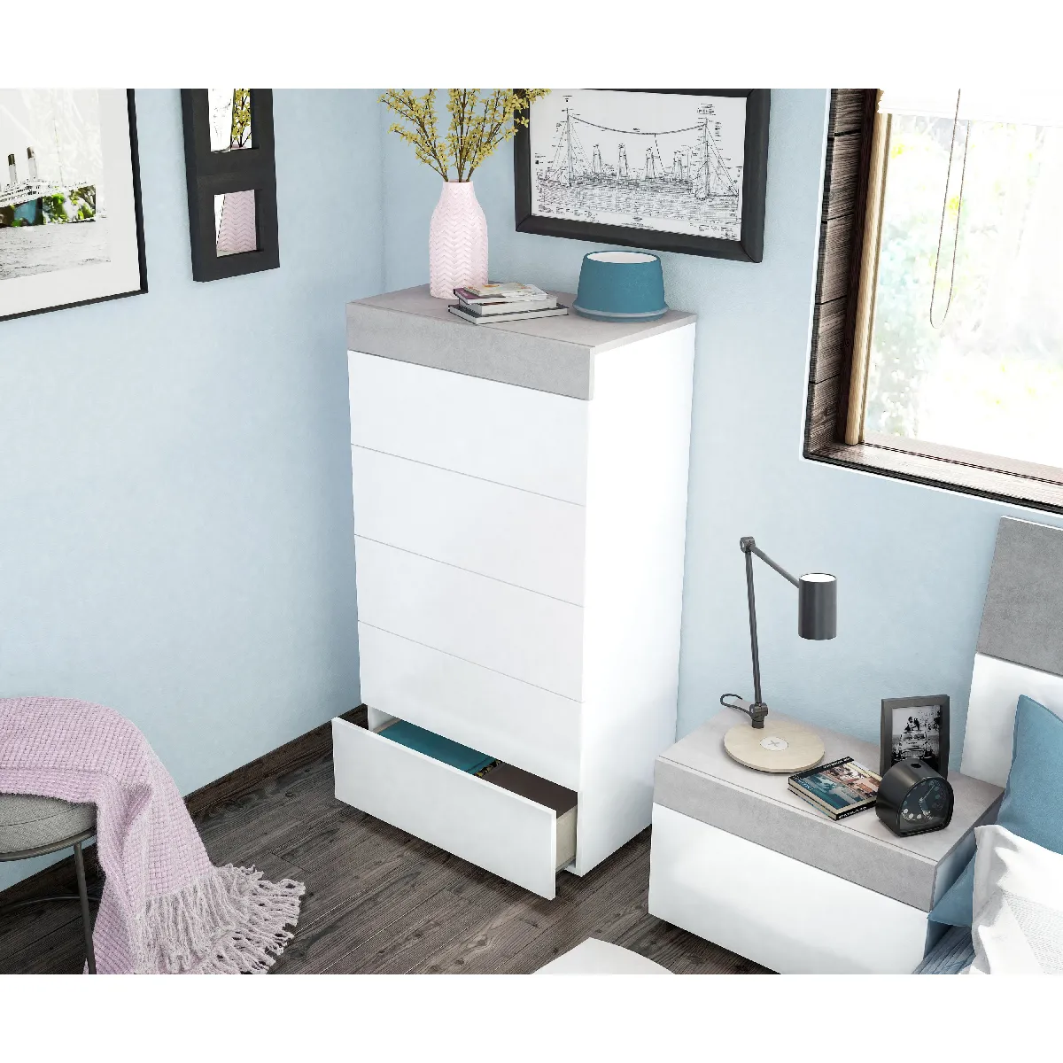 Alter Commode 5 tiroirs - Blanc