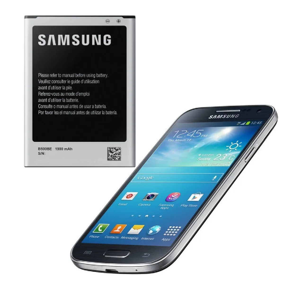 BATTERIE D'ORIGINE POUR SAMSUNG GALAXY S4 MINI GT I9195 DANS SON EMBALLAGE OFFICIEL EB B500BE - vue 2