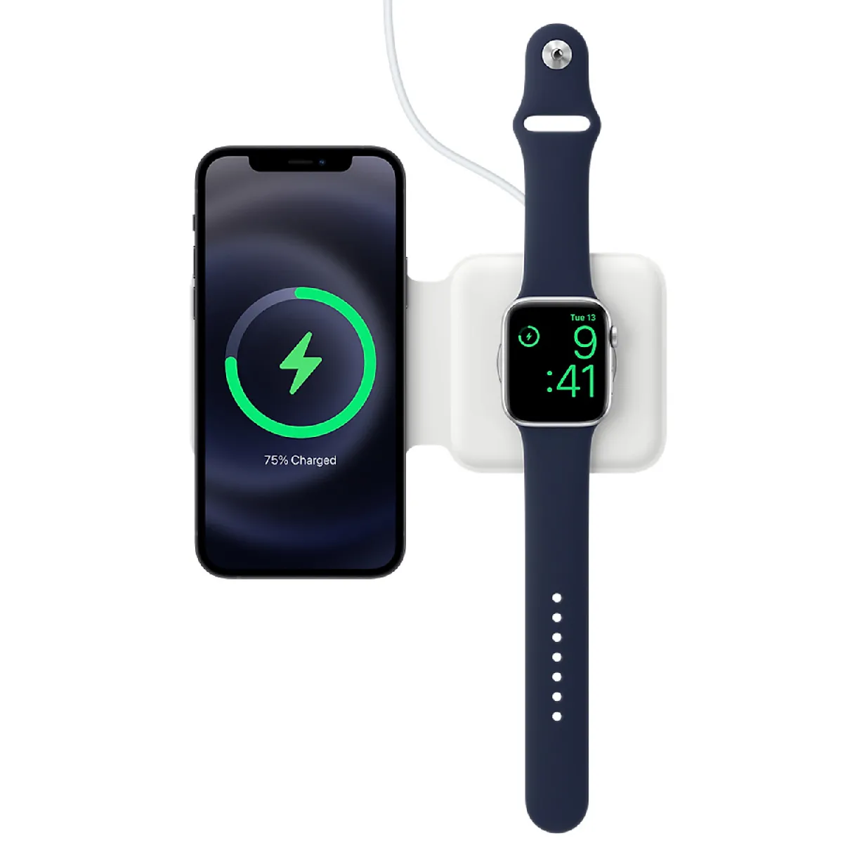 Apple Chargeur sans fil MagSafe Duo iPhone / Watch Blanc - vue 1