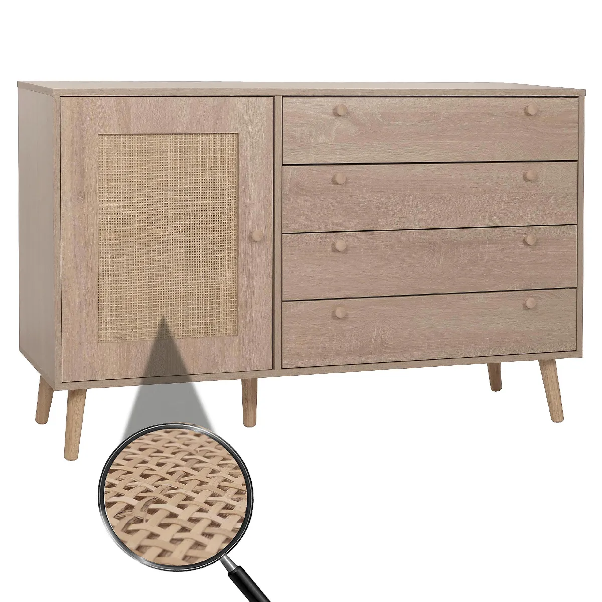 Mendler Commode en rotin - Marron Mendler Commode en rotin - Marron