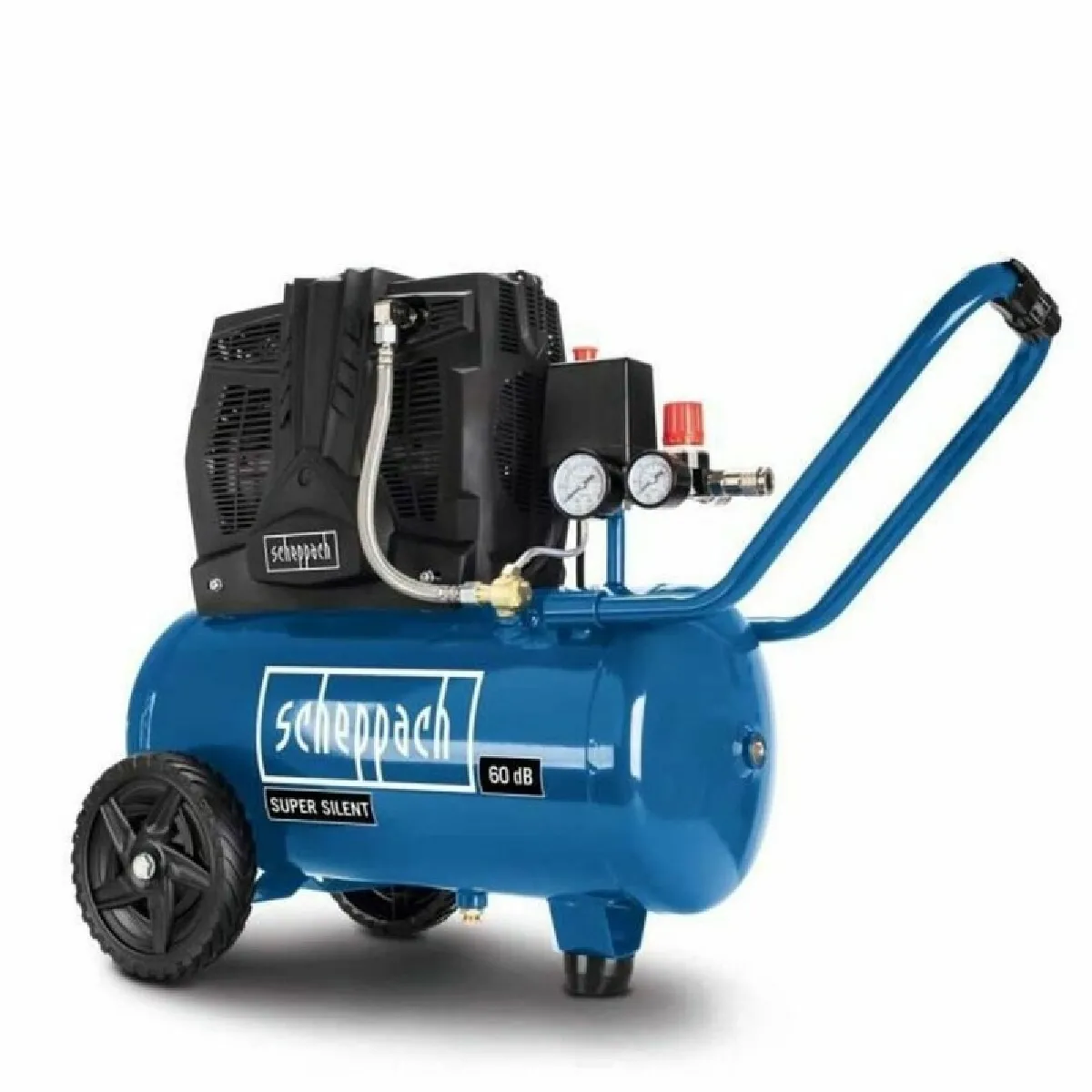 Compresseur d'air silencieux horizontal à deux cylindres Scheppach HC25Si 24 8 barss 1 5 CV - vue 2