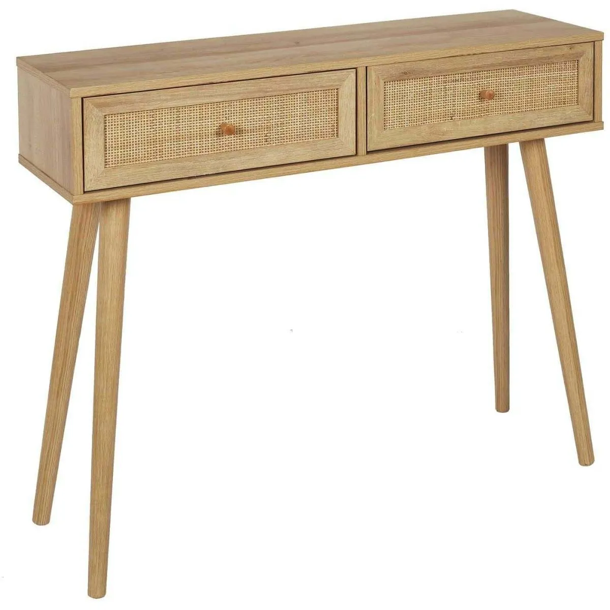 The Home Deco Factory Beige Console Bois Rotin Bali