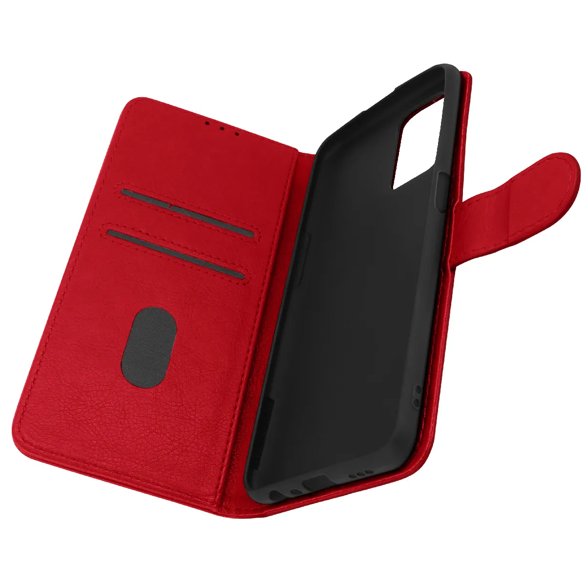 Avizar Rouge Étui Pour Oppo A54 5G Et A74 5G Protection Avec Porte-Carte Fonction Support