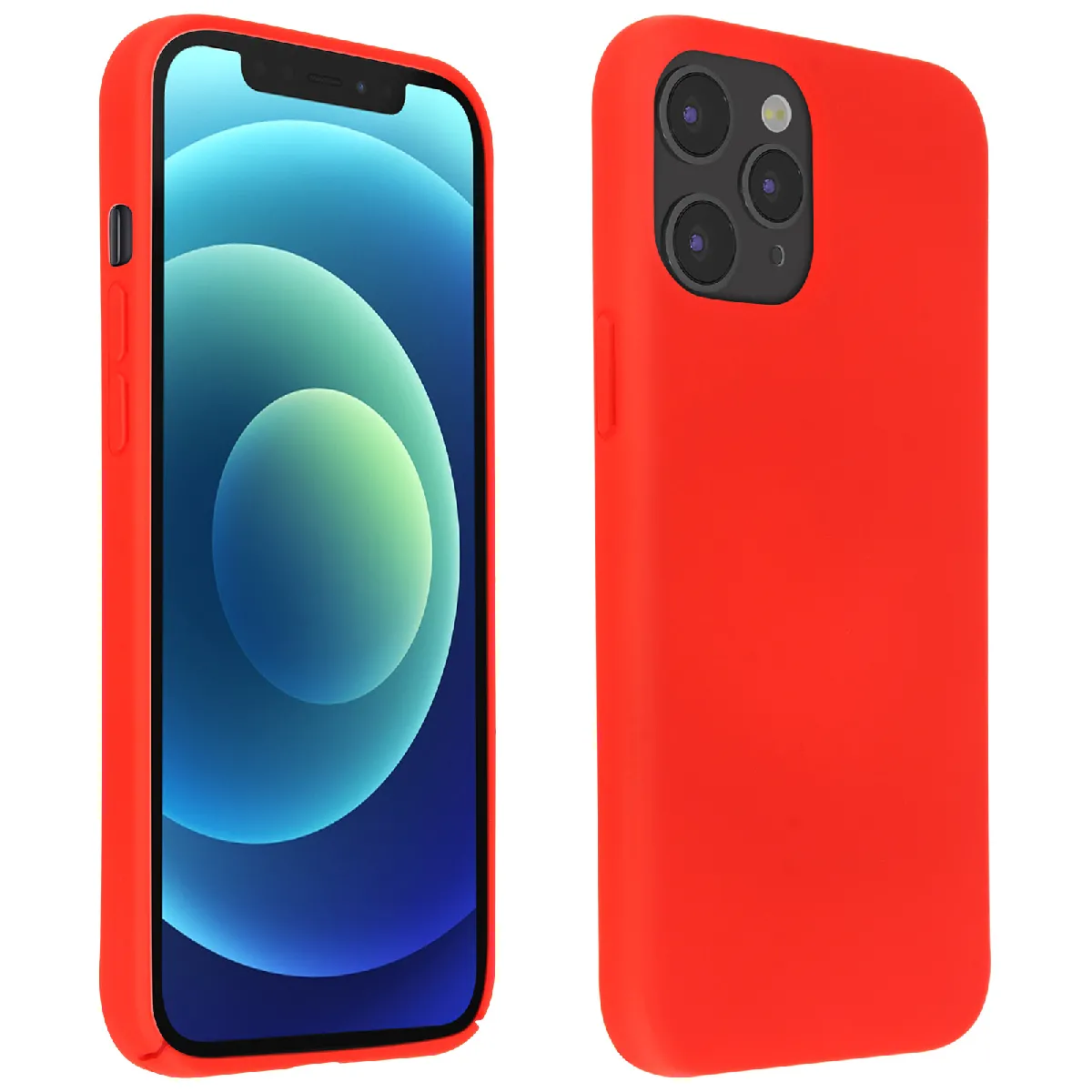 Avizar Rouge Coque Pour Iphone 12 / 12 Pro Semi-Rigide Soft Touch Compatible Qi