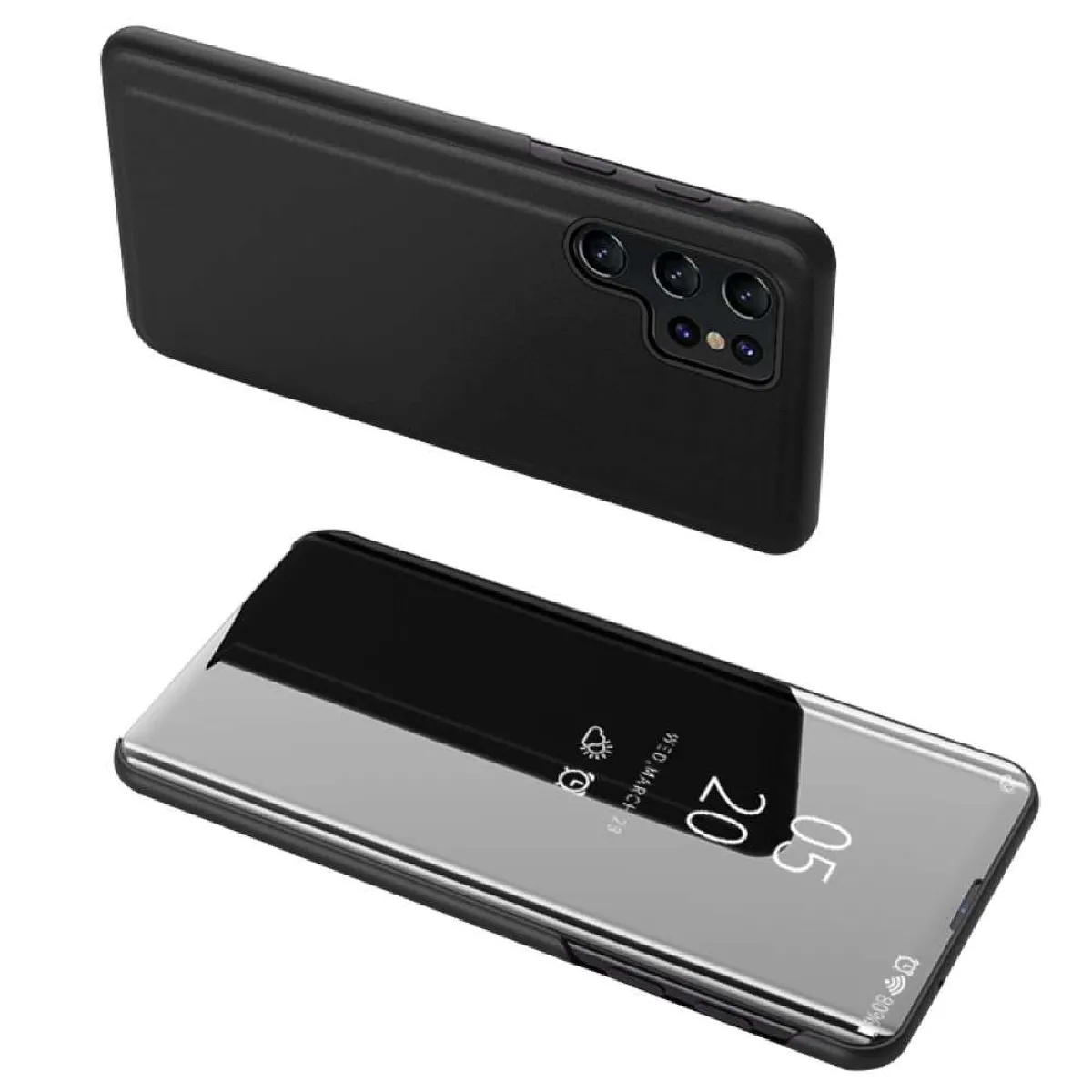 Htdmobiles Noir Étui Portefeuille À Miroir Samsung Galaxy S24 Ultra 5G