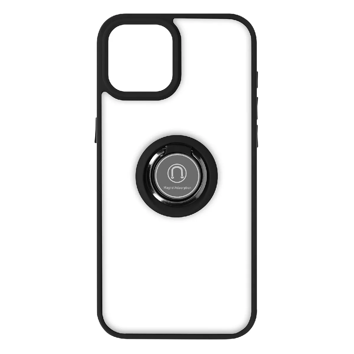 Avizar Noir Coque Pour Iphone 15 Hybride Bague Métallique Support Vidéo Ringrip