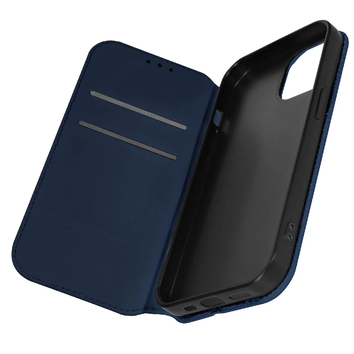 Avizar Bleu Étui Pour Iphone 15 Porte-Carte Support Vidéo Clapet Magnétique Nuit