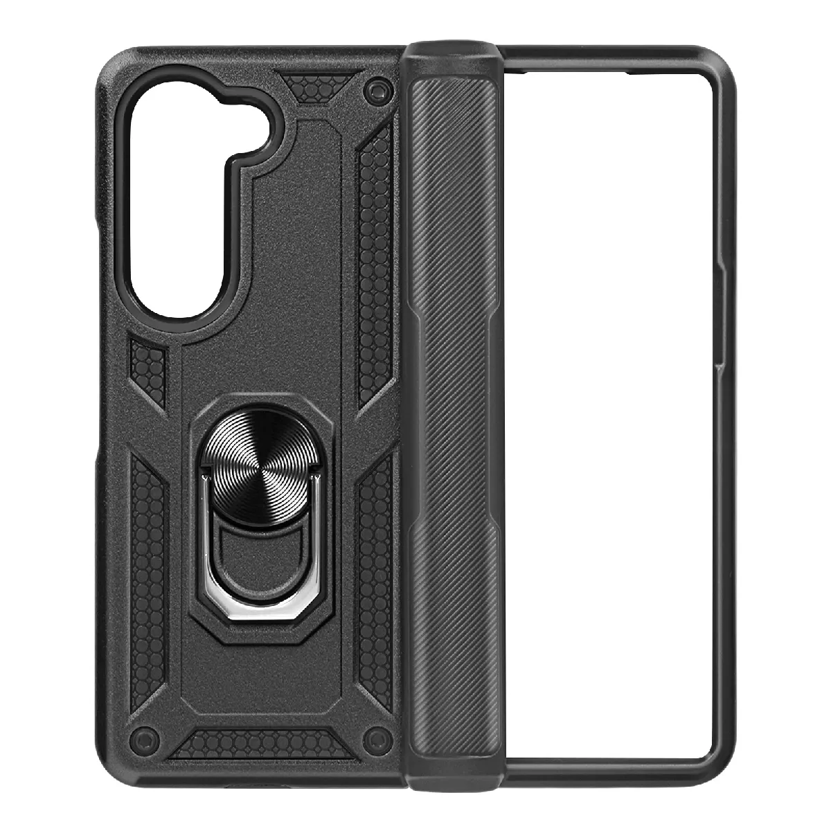 Avizar Noir Coque Pour Samsung Galaxy Z Fold 5 Hybride Bague Support Magnétique