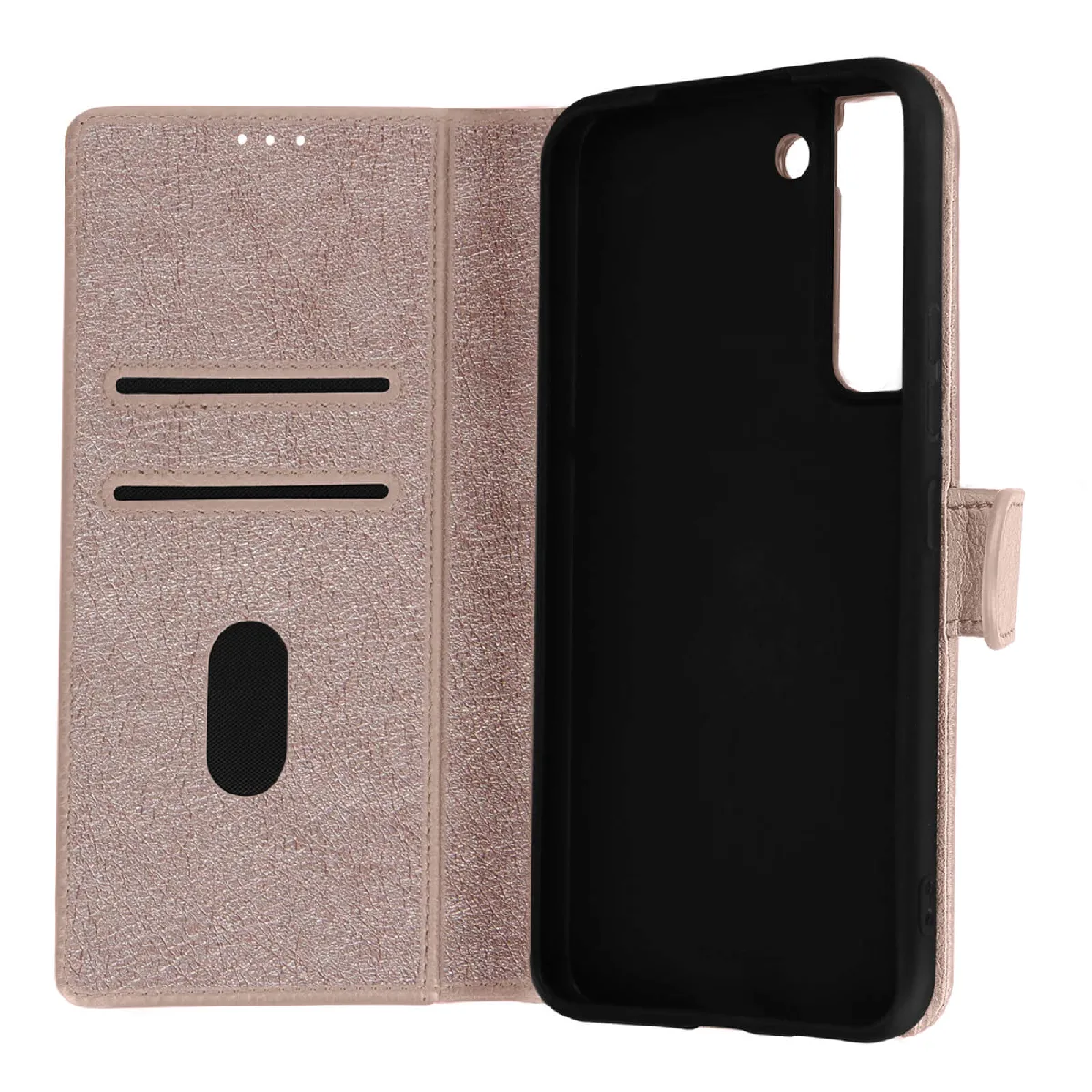 Avizar Rose Étui Pour Samsung Galaxy S22 Clapet Portefeuille Support Vidéo Champagne