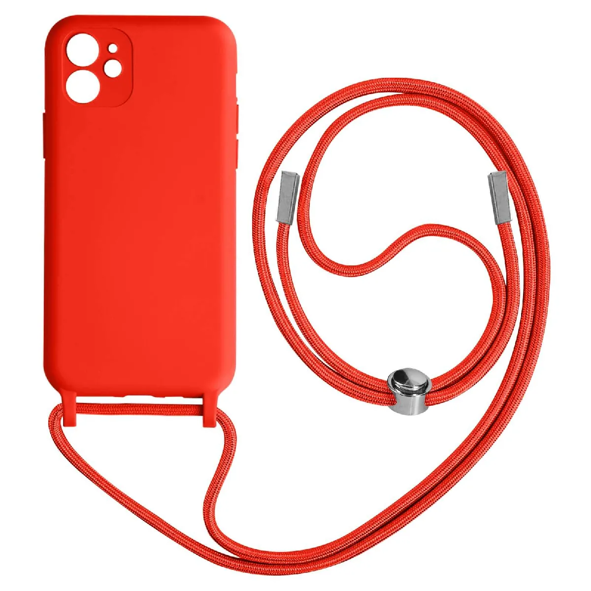 Avizar Rouge Coque Cordon Pour Iphone 11 Semi-Rigide Lanière Tour Du Cou 80Cm
