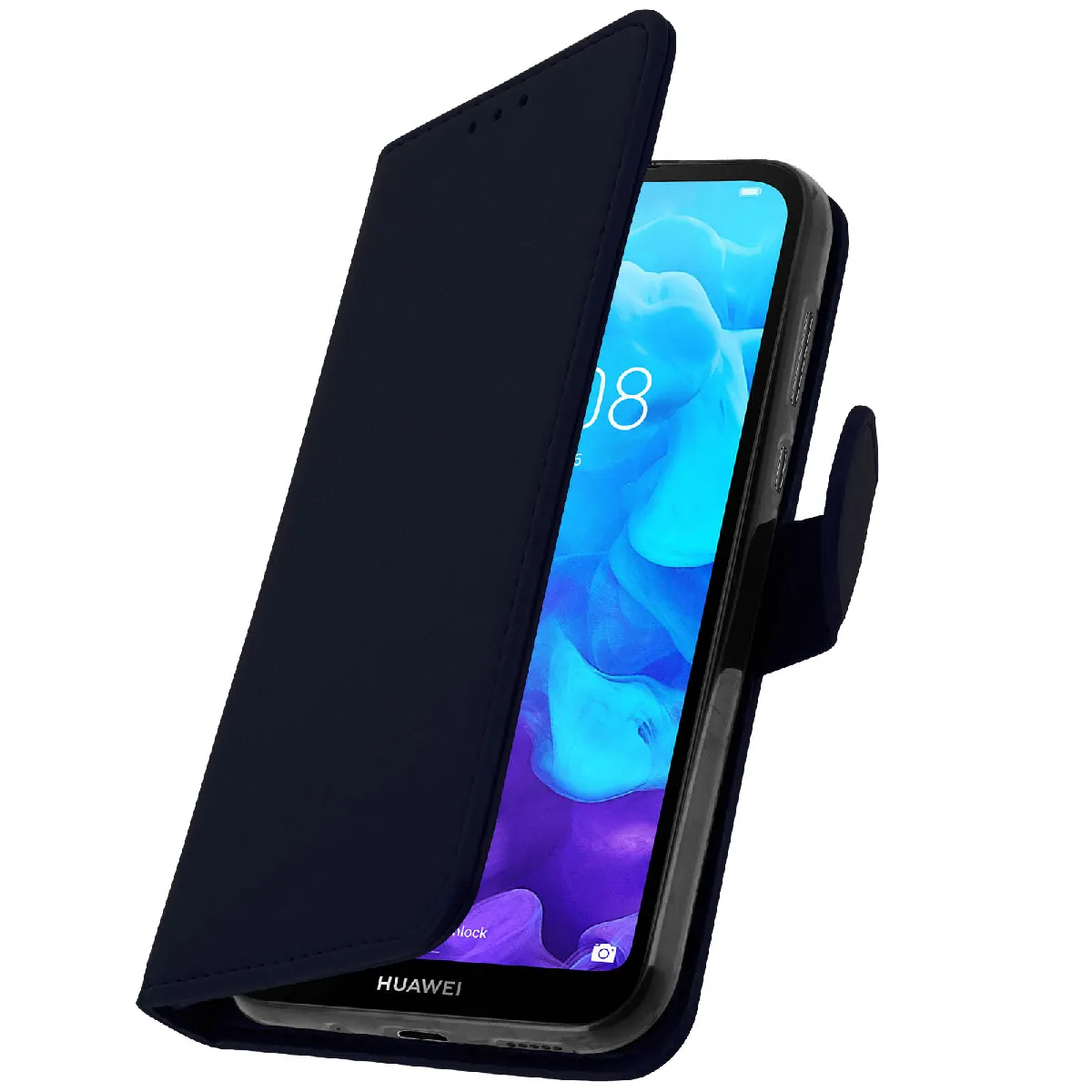 Avizar Bleu Étui Folio Pour Huawei Y5 2019 Nuit